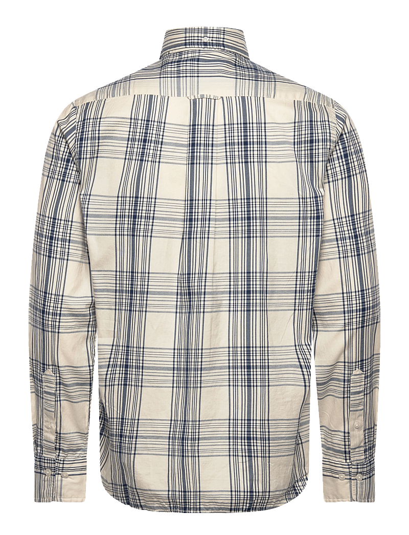 GANT - REG DREAMY OXFORD CHECK SHIRT - rutiga skjortor - creamed white - 2