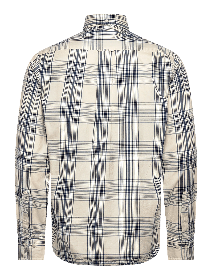 Gant - REG DREAMY OXFORD CHECK SHIRT - rutede skjorter - creamed white - 2