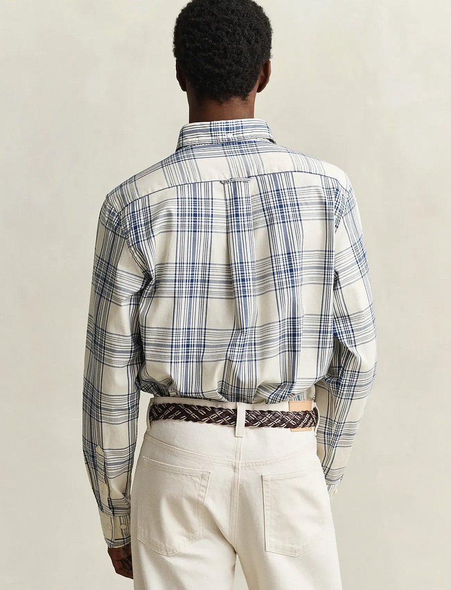 Gant - REG DREAMY OXFORD CHECK SHIRT - rutede skjorter - creamed white - 3