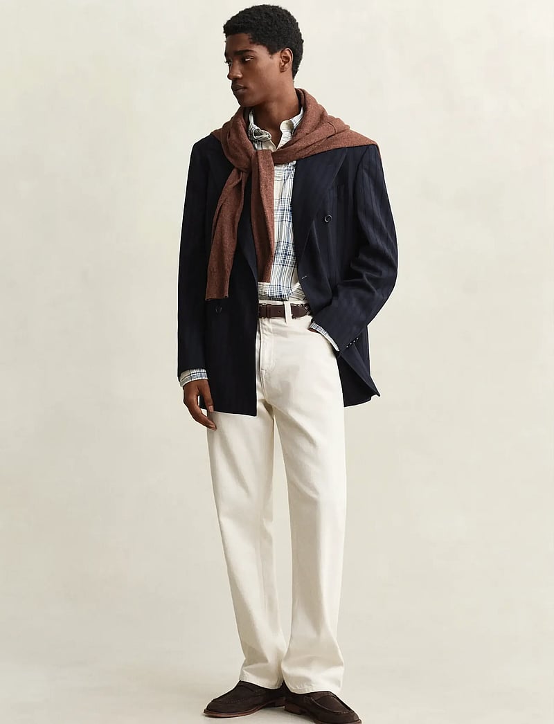 GANT - REG DREAMY OXFORD CHECK SHIRT - rutiga skjortor - creamed white - 5