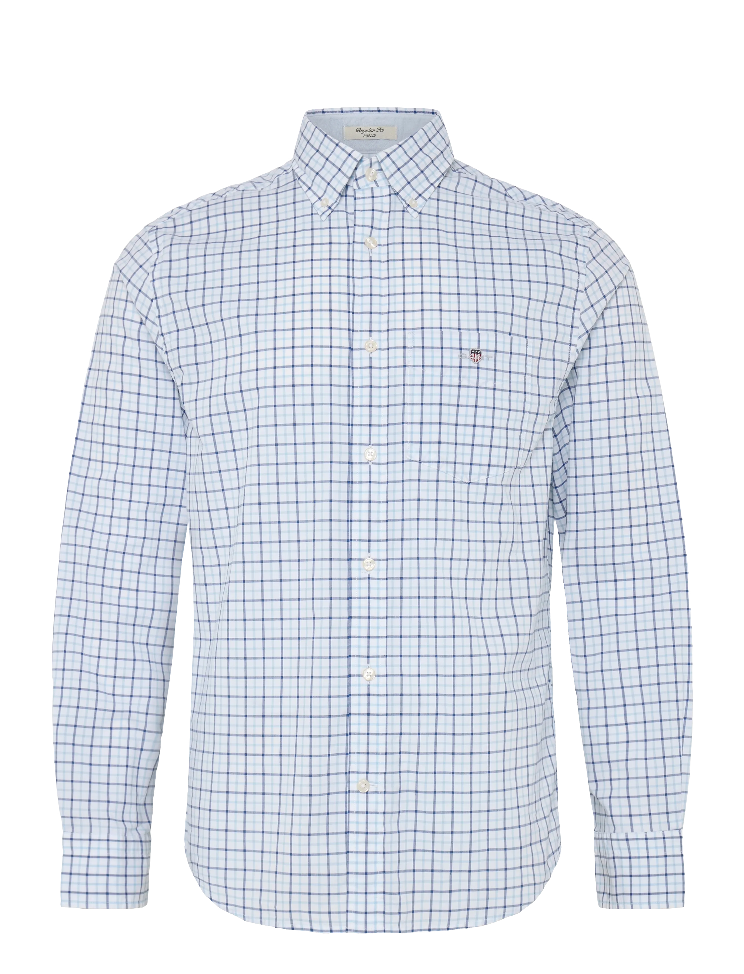 GANT Reg Klassisch Poplin Check Blau - M - Herren