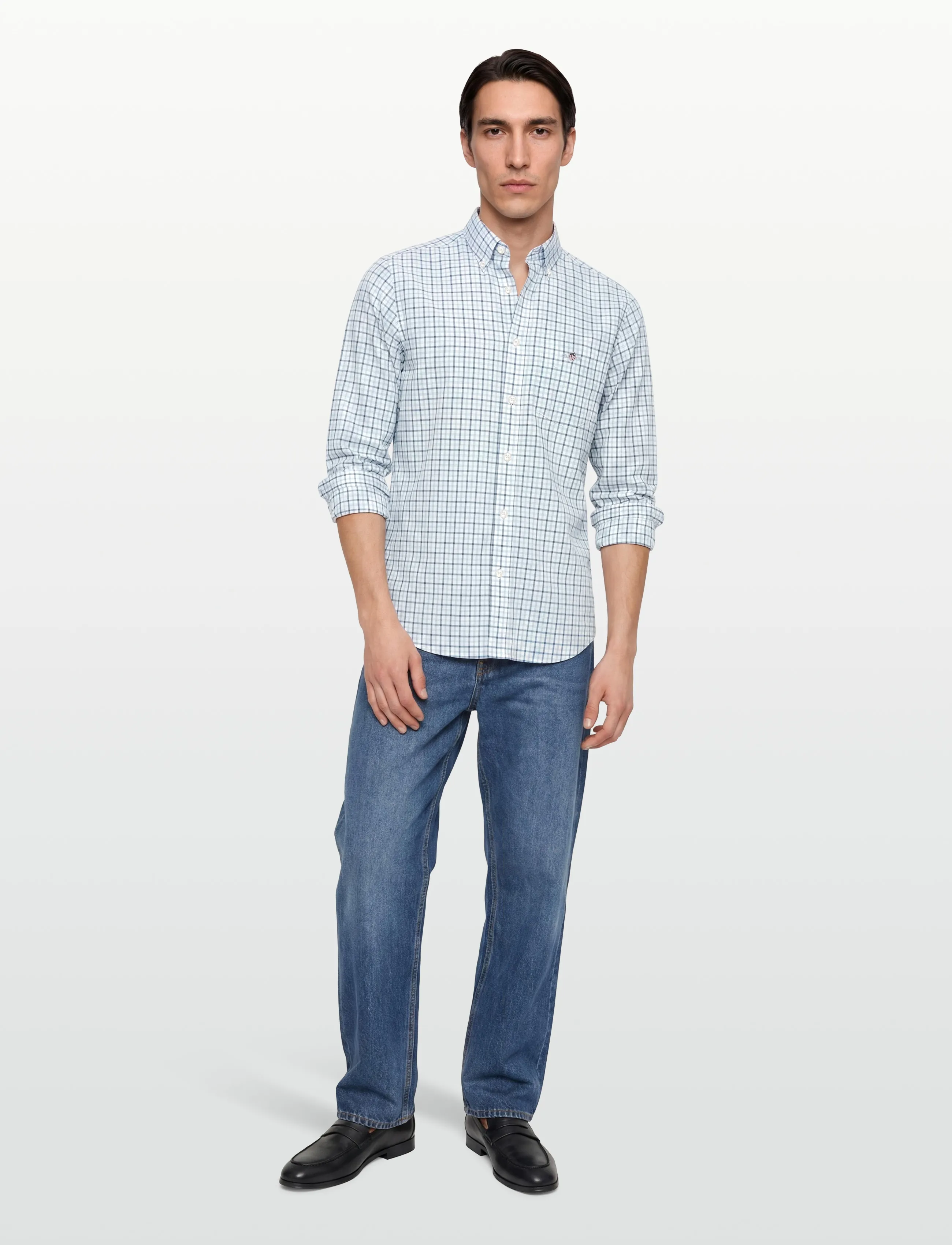 Gant Reg Classic Poplin Check, XL, Shirts, Blau - Checkered Shirt, Männerswear
