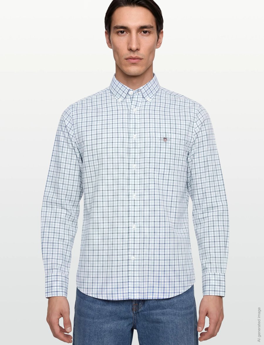 Gant - REG CLASSIC POPLIN CHECK - karierte hemden - sky blue - 3
