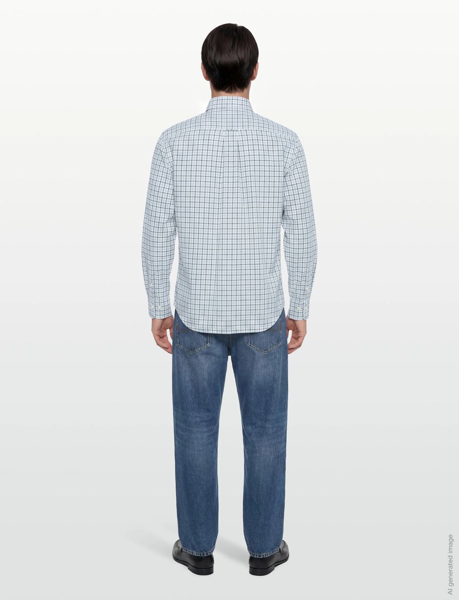 Gant - REG CLASSIC POPLIN CHECK - karierte hemden - sky blue - 4
