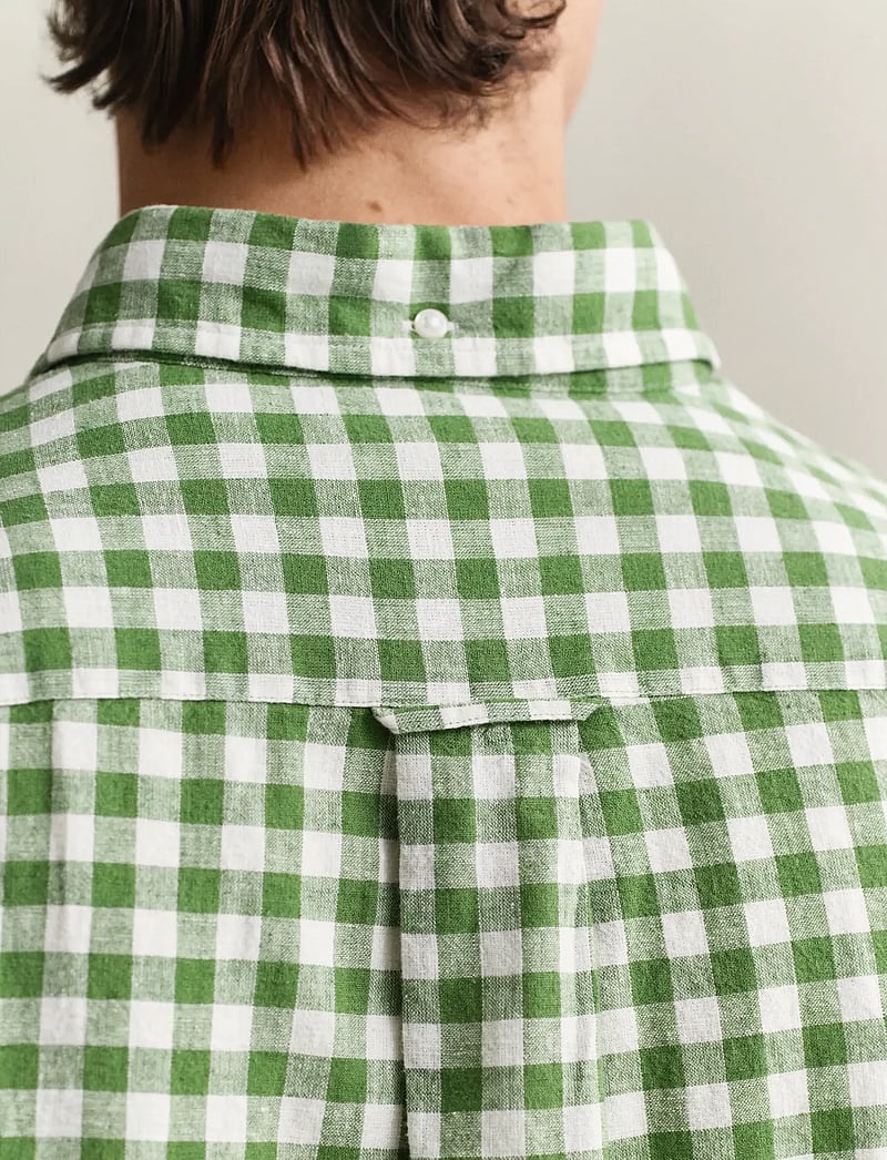 GANT - REG COTTON LINEN GINGHAM SHIRT - linneskjortor - dry herb green - 3