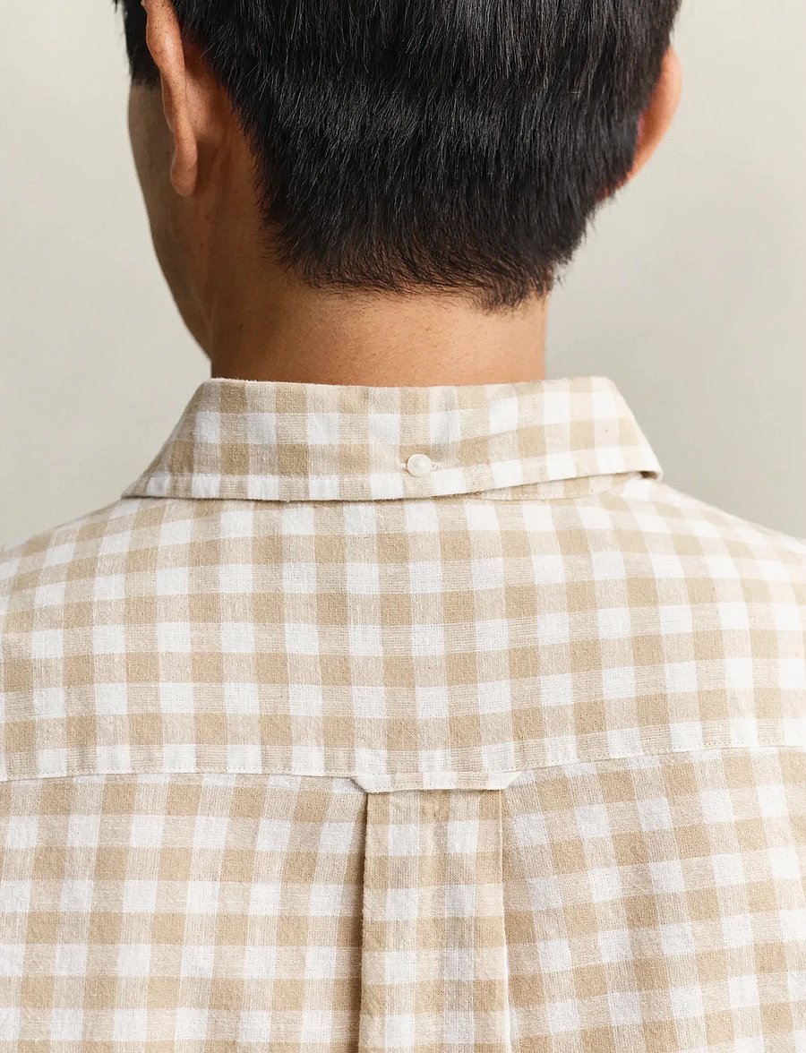 Gant - REG COTTON LINEN GINGHAM SHIRT - leinenhemden - oat beige - 3