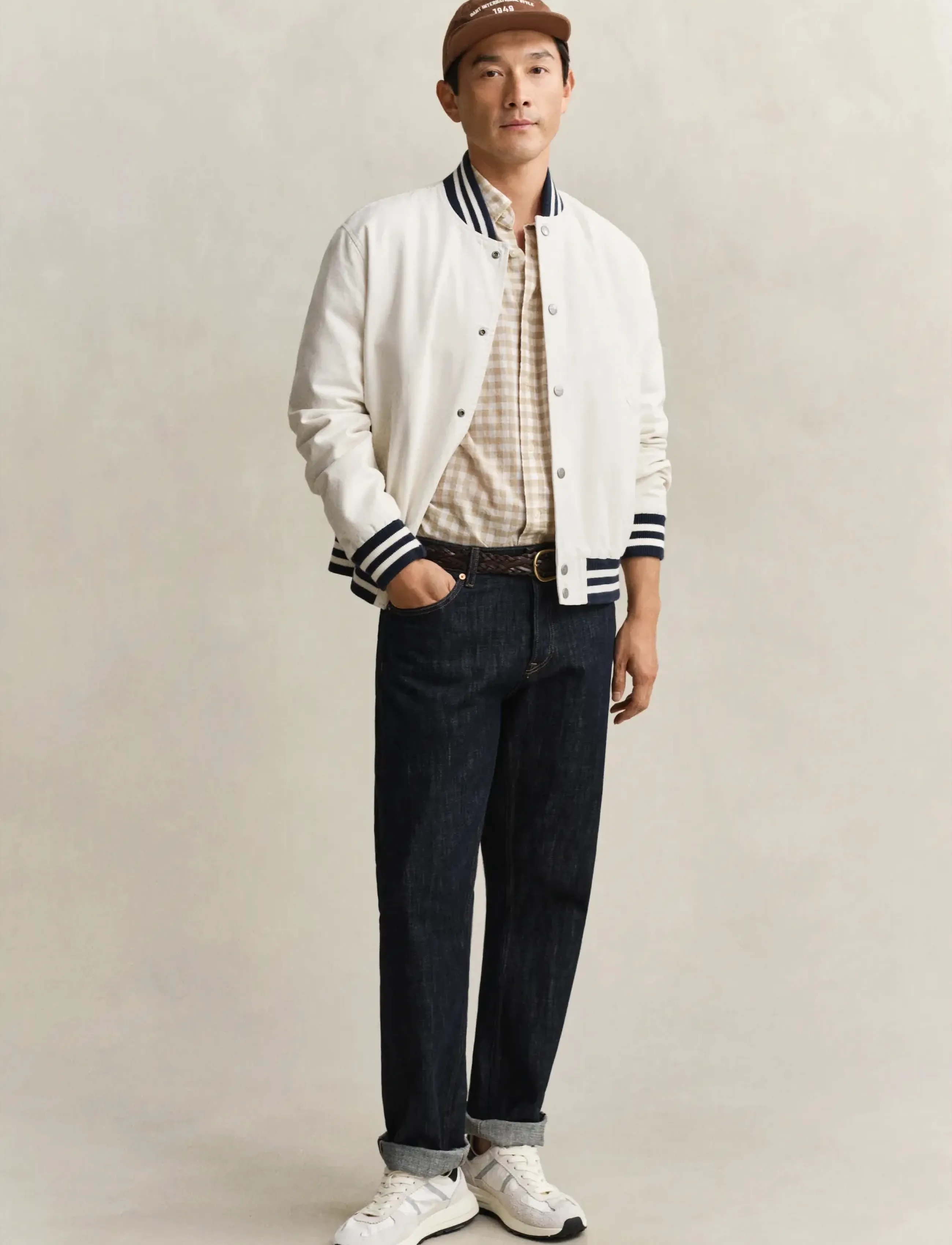 Gant - REG COTTON LINEN GINGHAM SHIRT - hörskyrtur - oat beige - 4