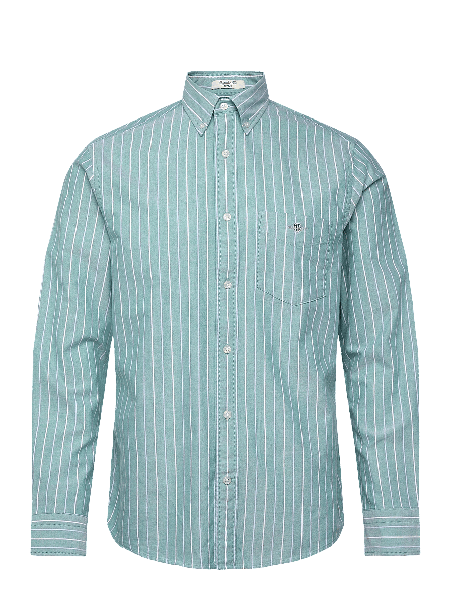 Gant - REG CLASSIC OXFORD STRIPE SHIRT - randiga skjortor - botanical hue - 1
