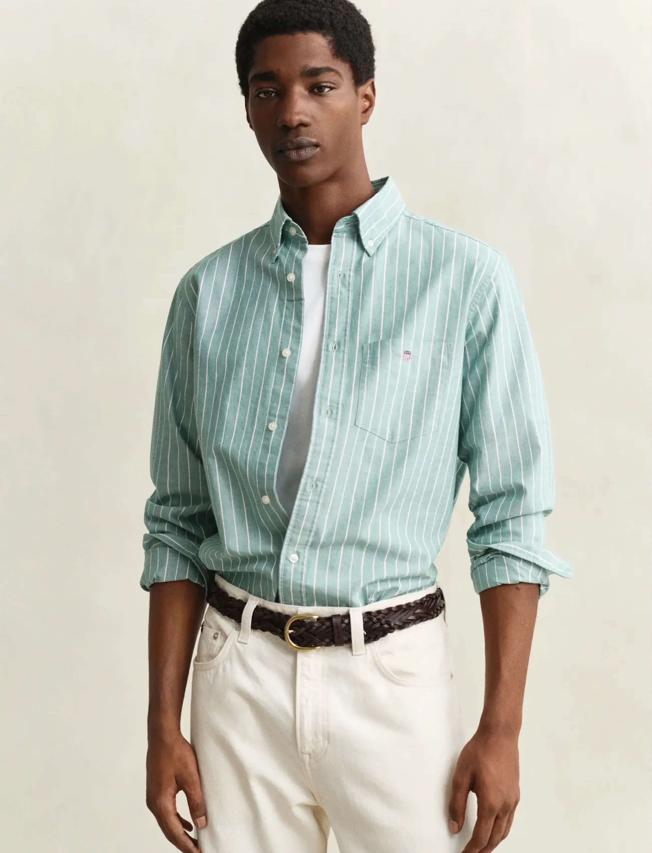 GANT REG CLASSIC OXFORD STRIPE SHIRT - Oxford shirts - BOTANICAL HUE / green