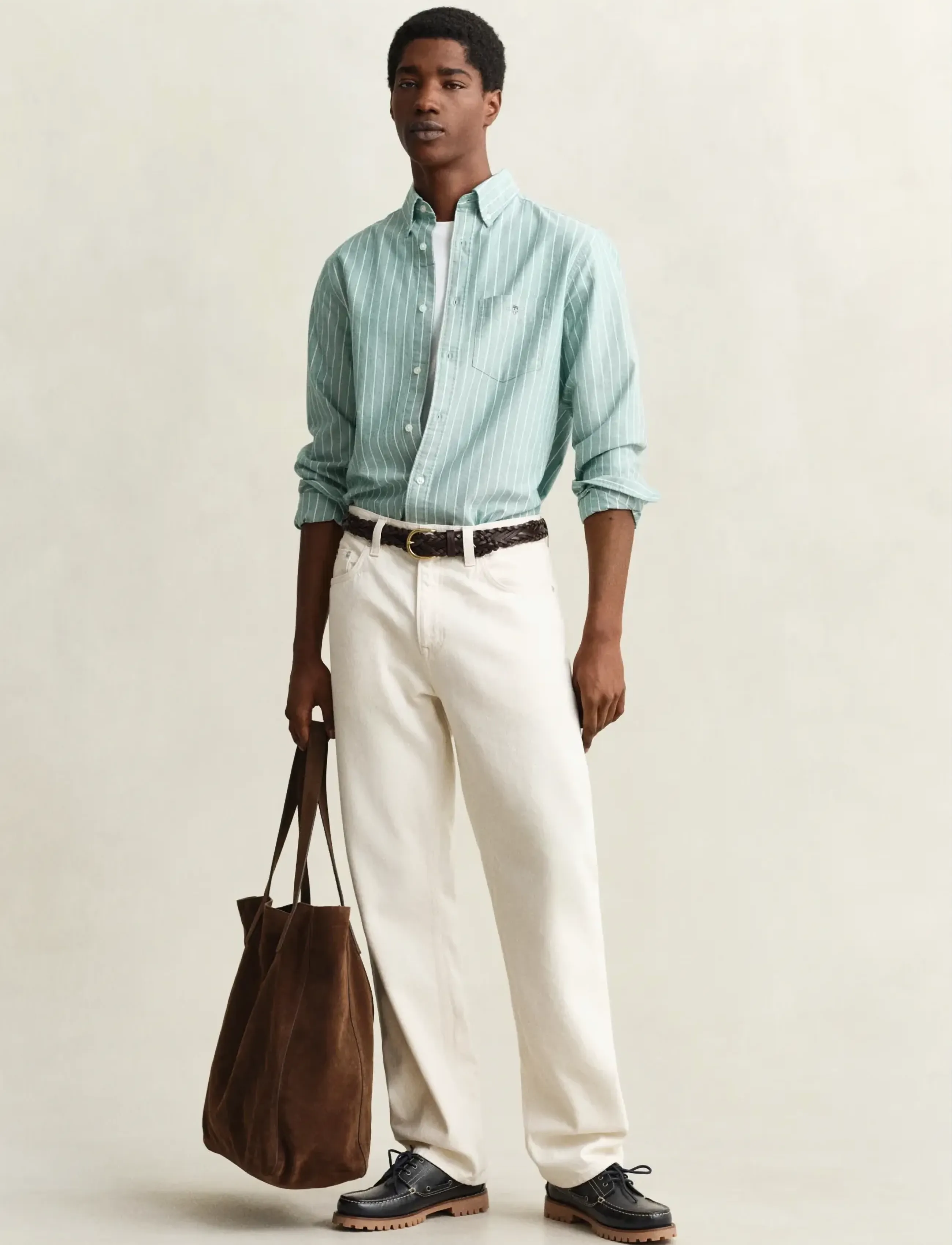 Gant - REG CLASSIC OXFORD STRIPE SHIRT - randiga skjortor - botanical hue - 5