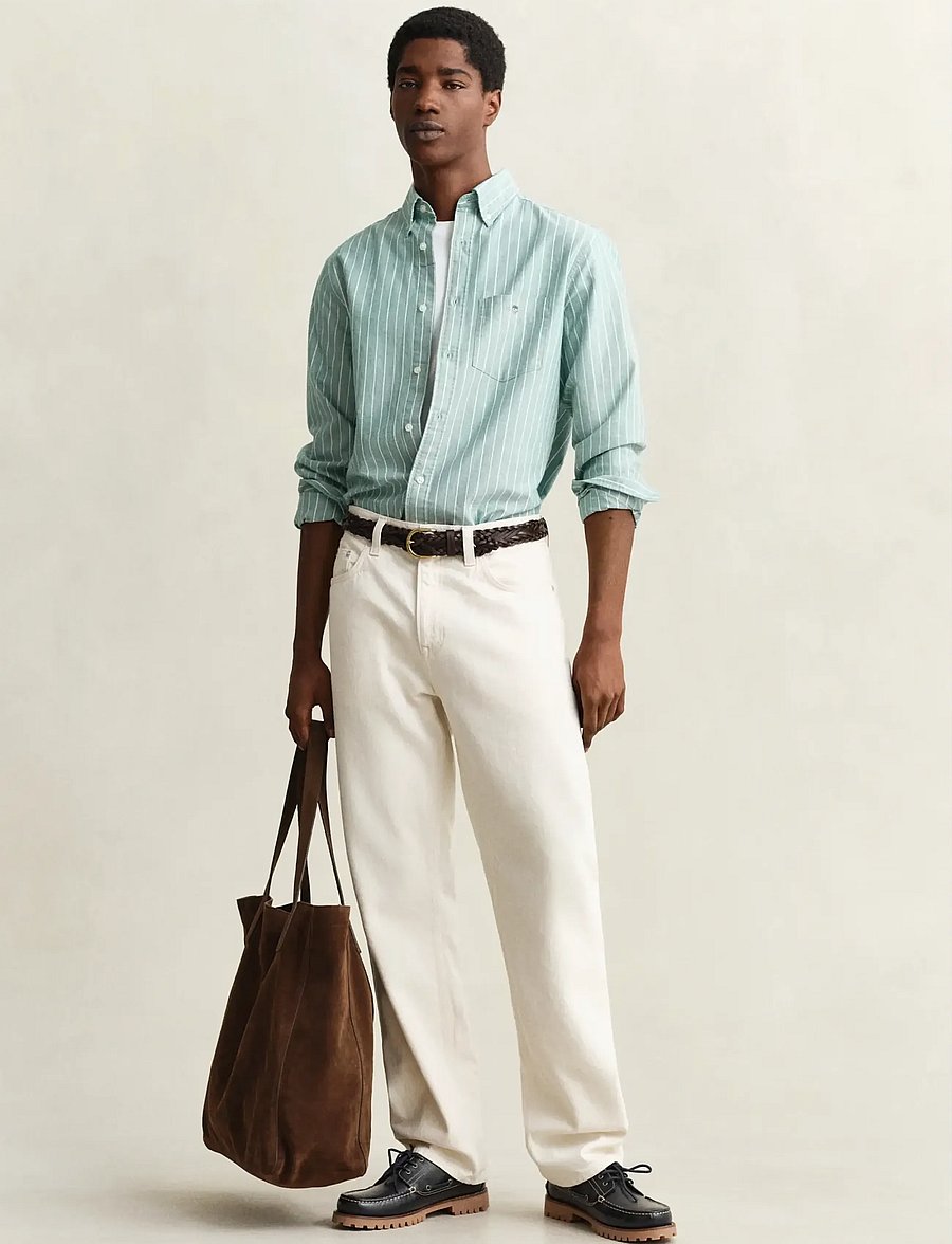 Gant - REG CLASSIC OXFORD STRIPE SHIRT - randiga skjortor - botanical hue - 5