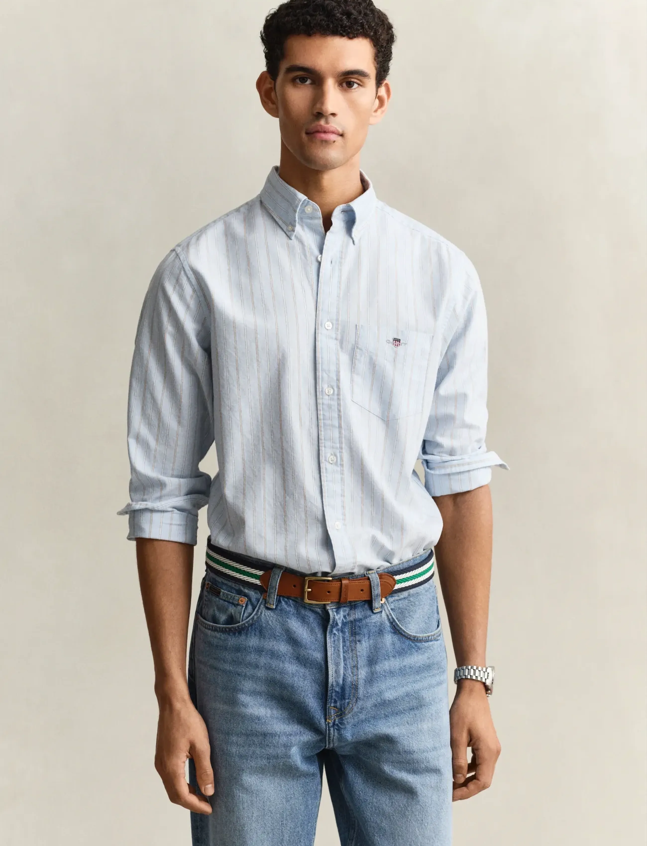 GANT REG CLASSIC OXFORD STRIPE SHIRT - Kläder - SKY BLUE / blue