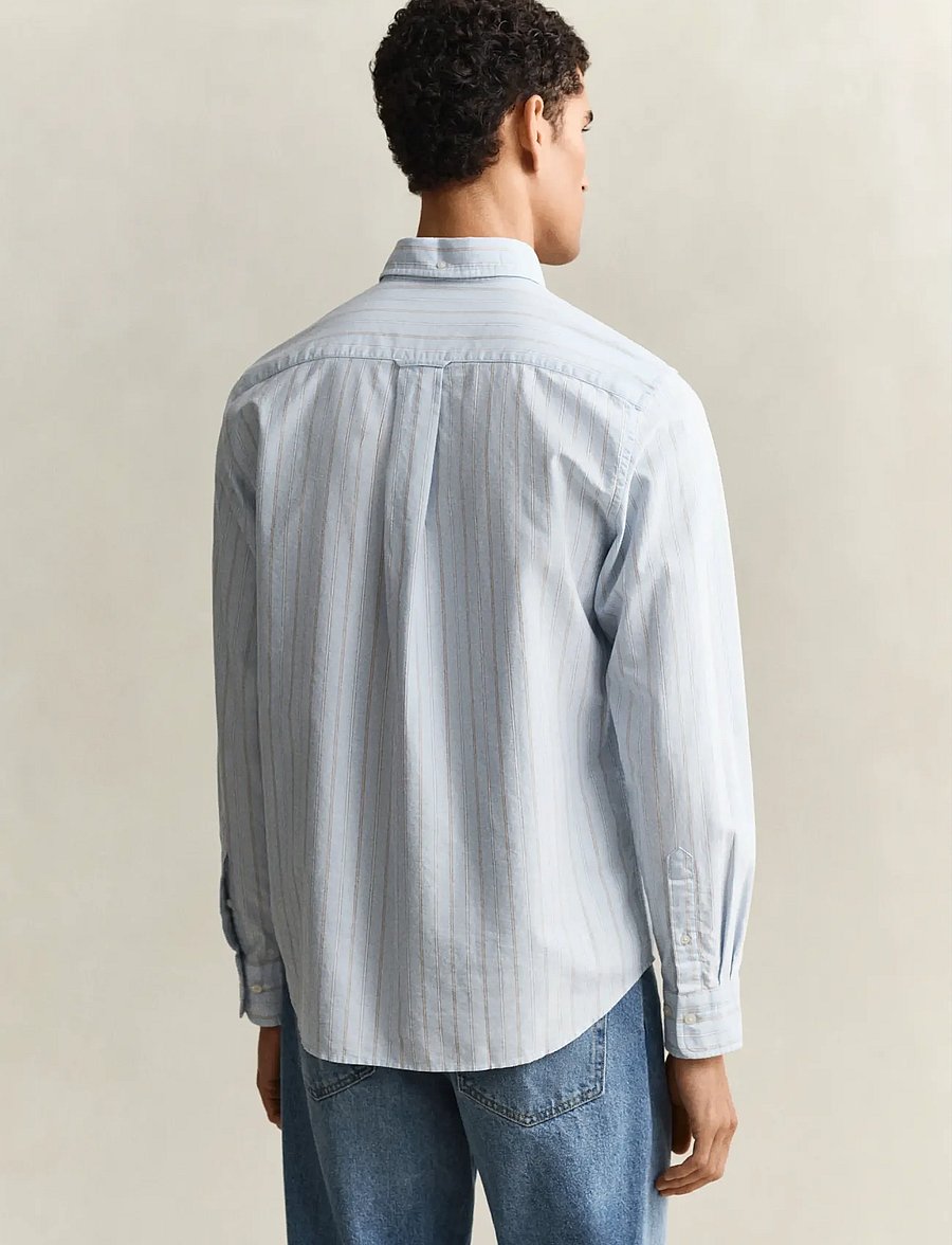 Gant - REG CLASSIC OXFORD STRIPE SHIRT - stribede skjorter - sky blue - 3