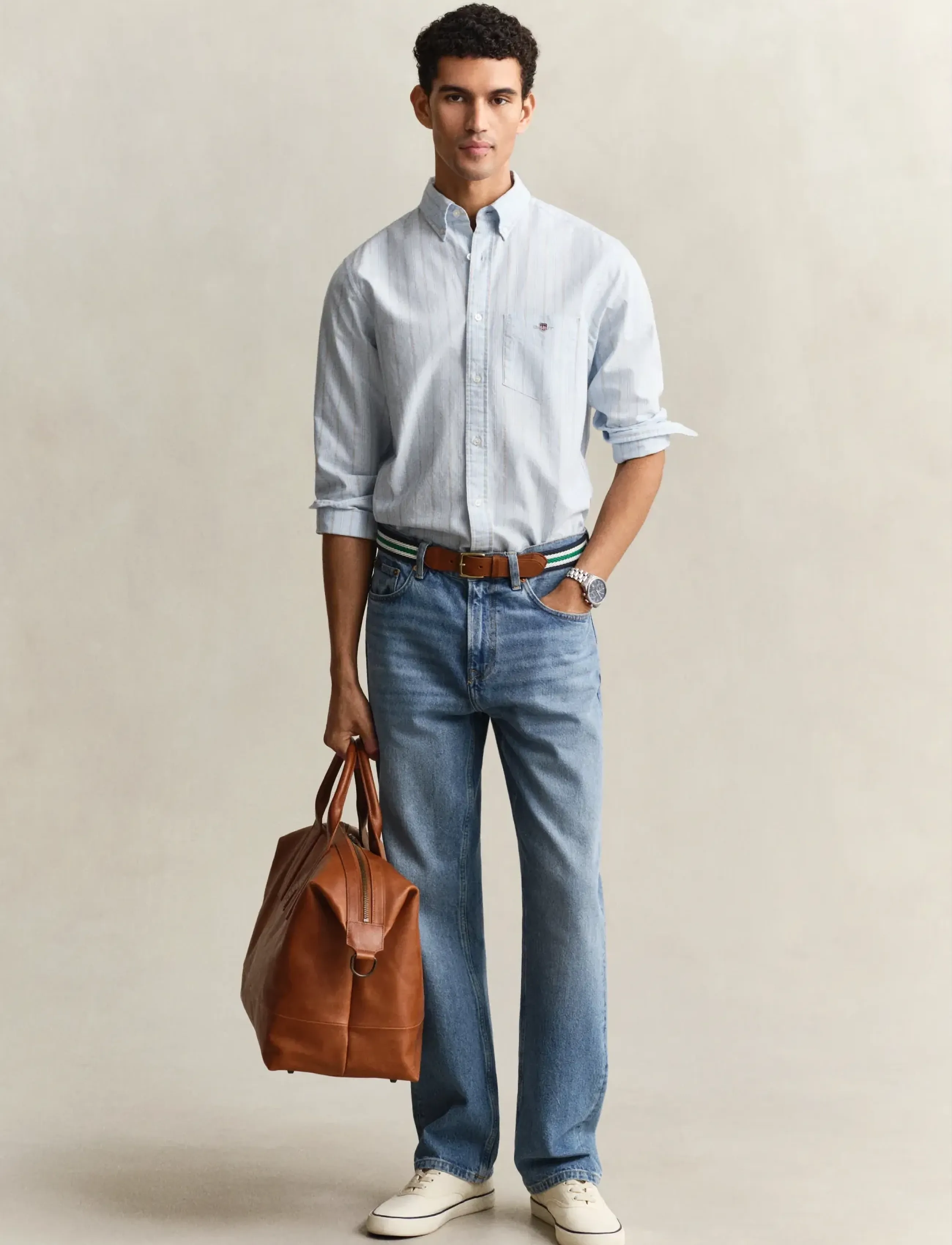 Gant - REG CLASSIC OXFORD STRIPE SHIRT - stribede skjorter - sky blue - 5