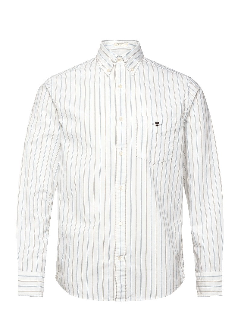 GANT - REG CLASSIC OXFORD STRIPE SHIRT - tavalised t-särgid - white - 1