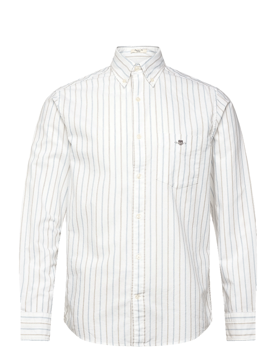 Gant - REG CLASSIC OXFORD STRIPE SHIRT - gestreifte hemden - white - 1