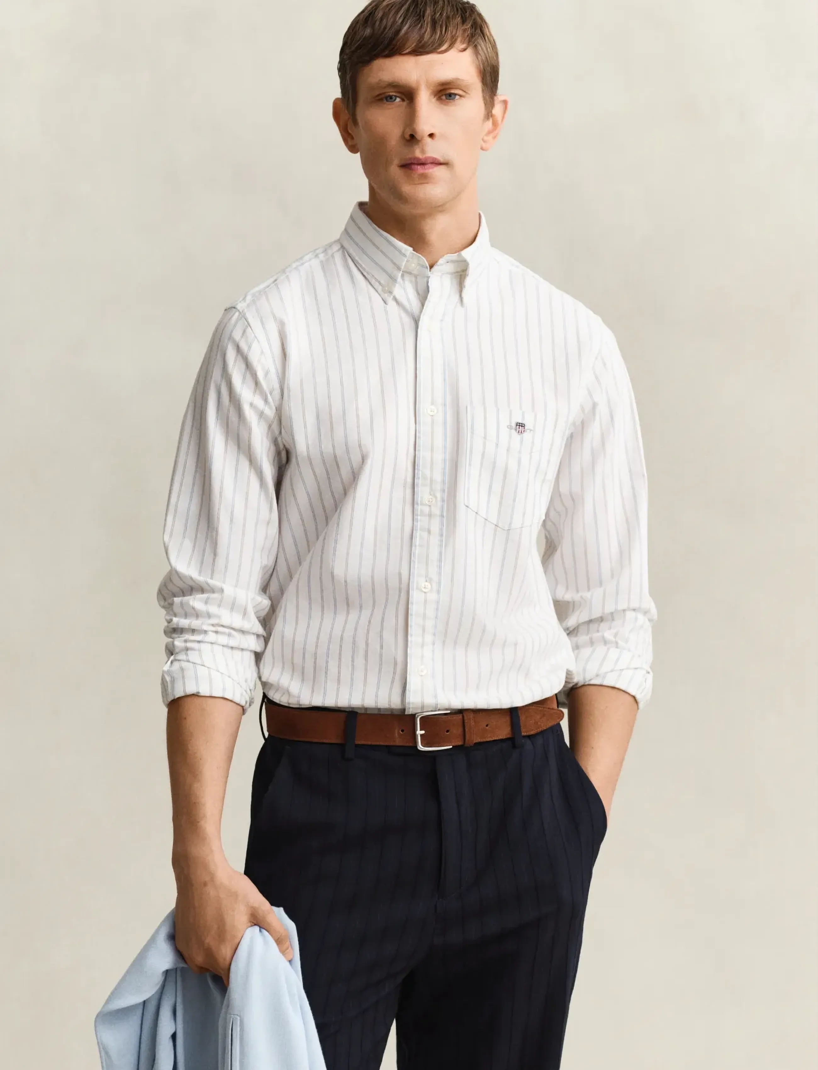 Gant REG CLASSIC OXFORD STRIPE SHIRT - Skjorter - WHITE / multi