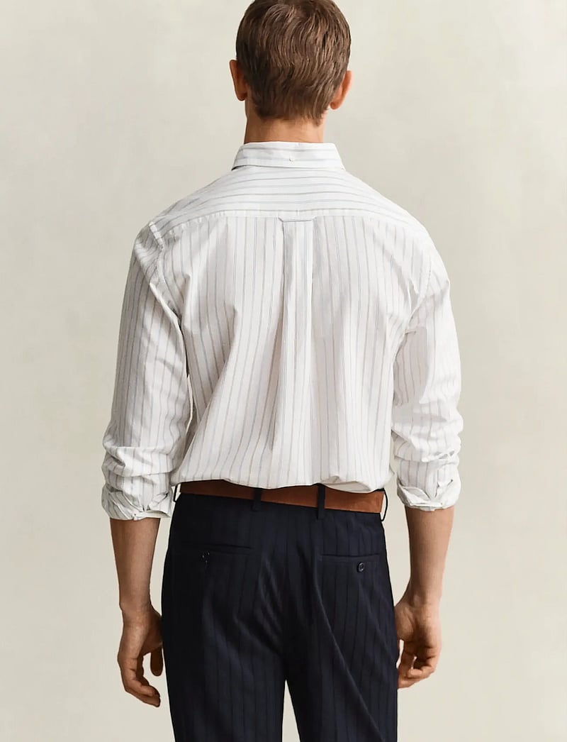GANT - REG CLASSIC OXFORD STRIPE SHIRT - tavalised t-särgid - white - 3