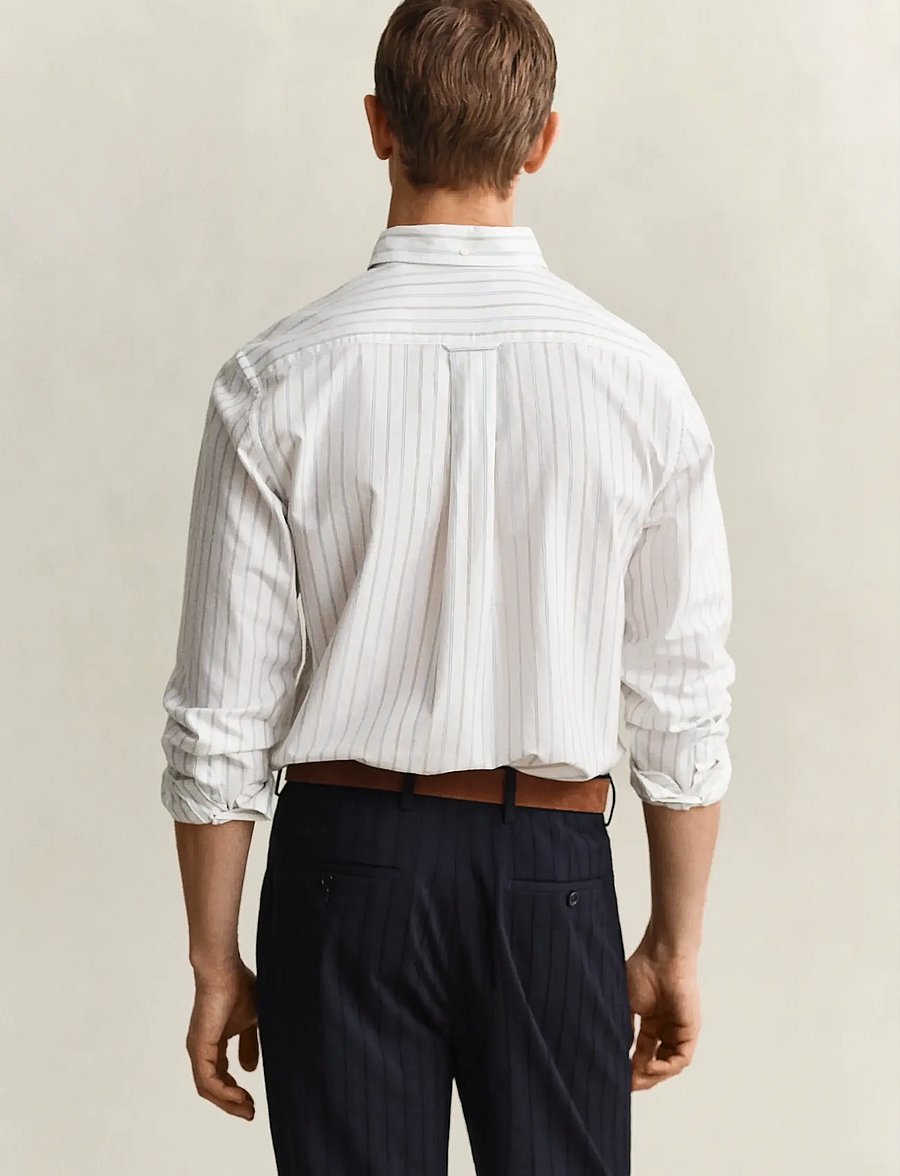 Gant - REG CLASSIC OXFORD STRIPE SHIRT - gestreifte hemden - white - 3