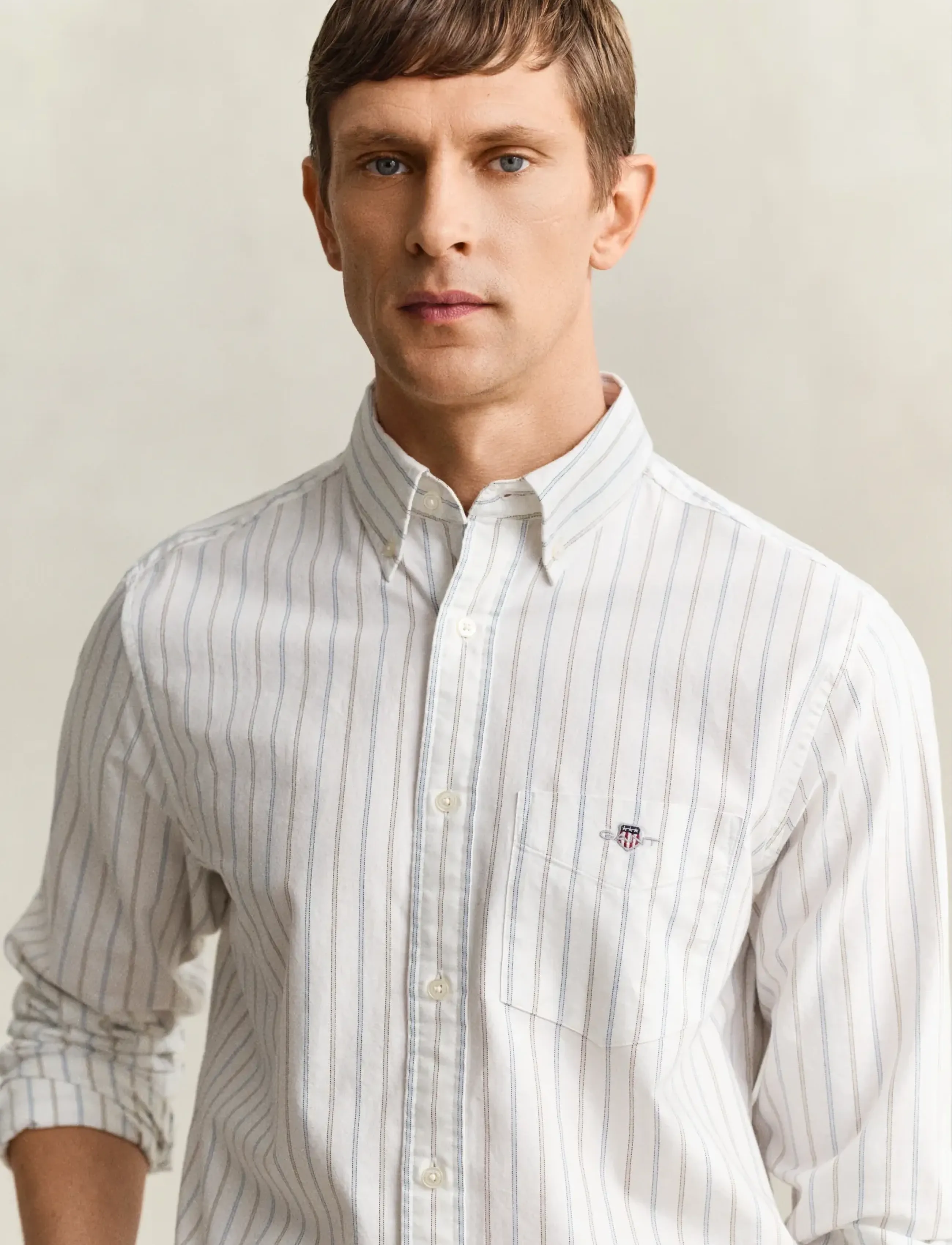Gant - REG CLASSIC OXFORD STRIPE SHIRT - striped shirts - white - 4
