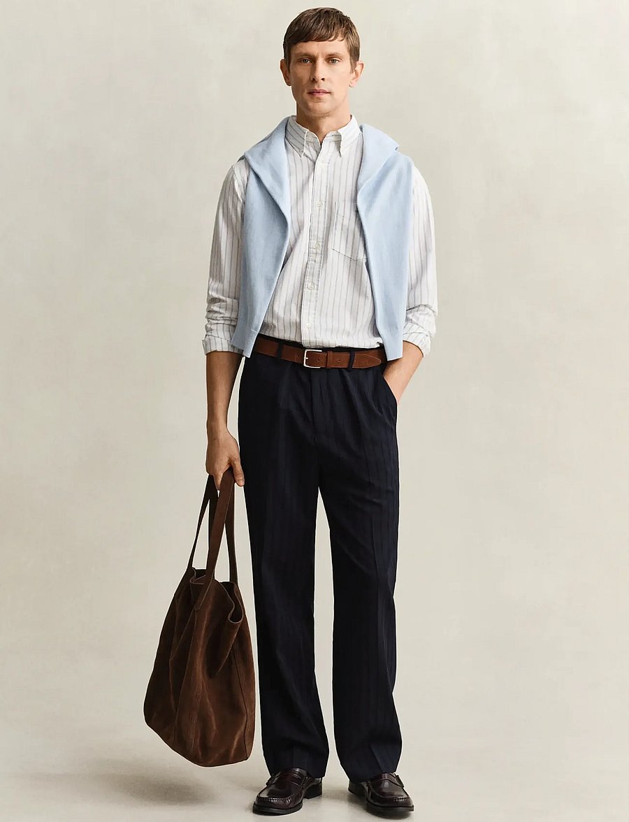 Gant - REG CLASSIC OXFORD STRIPE SHIRT - gestreifte hemden - white - 5