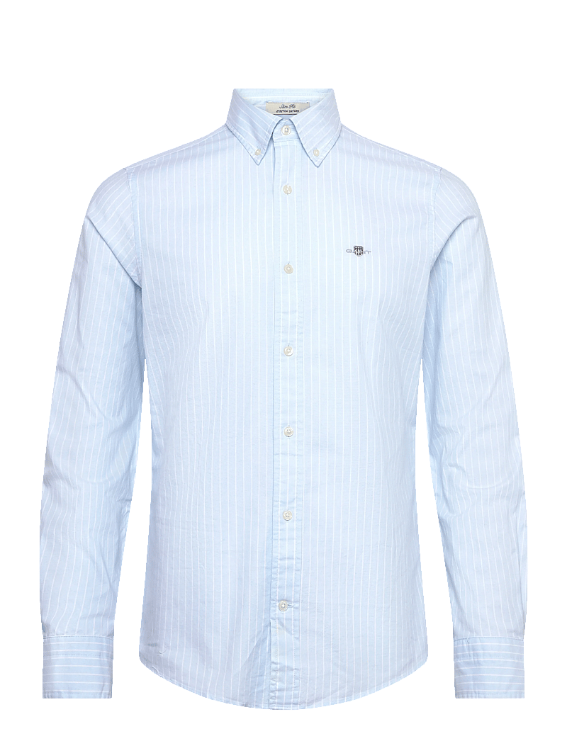 GANT - SLIM OXFORD STRETCH STRIPE SHIRT - stribede skjorter - sky blue - 0
