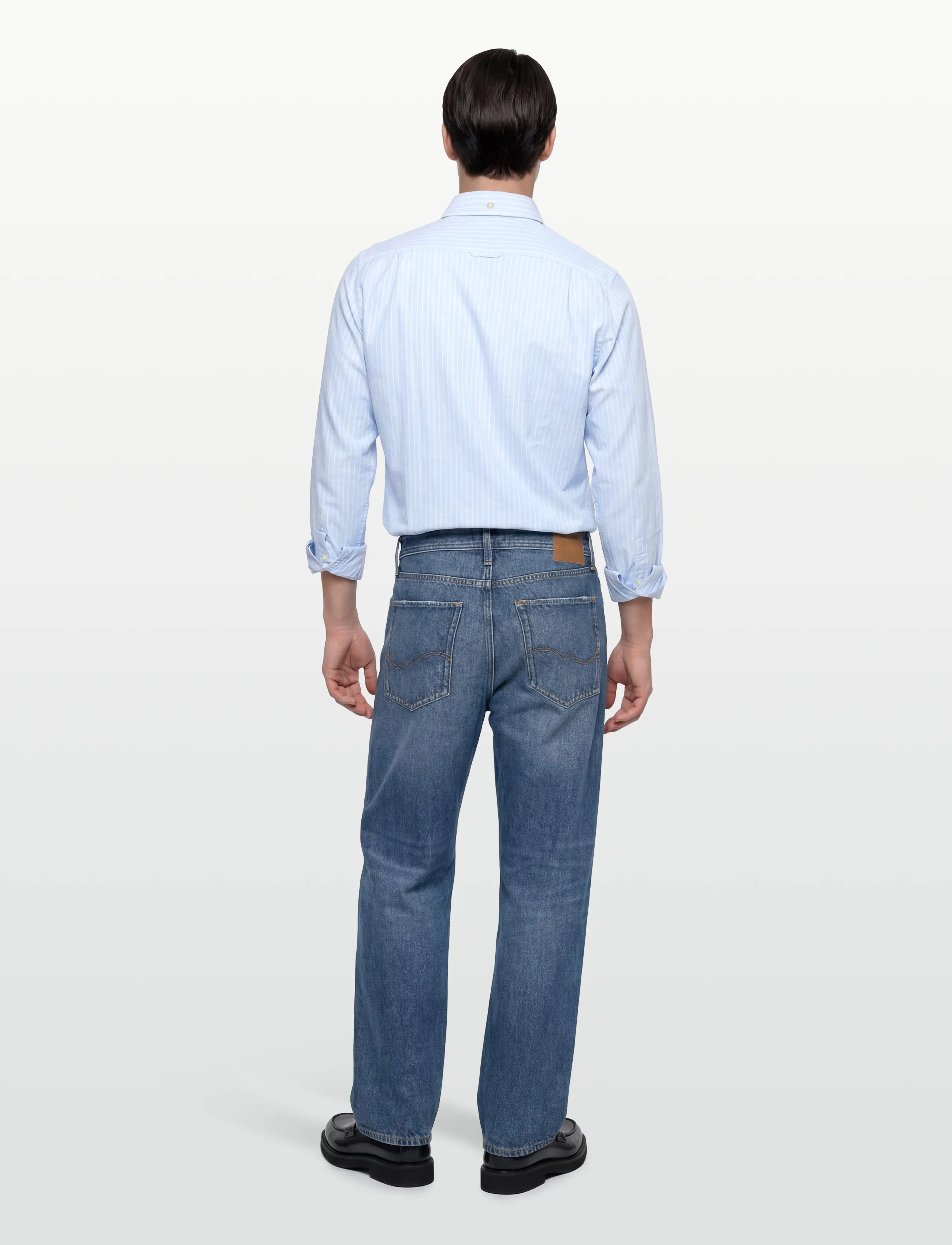 Gant - SLIM OXFORD STRETCH STRIPE SHIRT - stribede skjorter - sky blue - 4