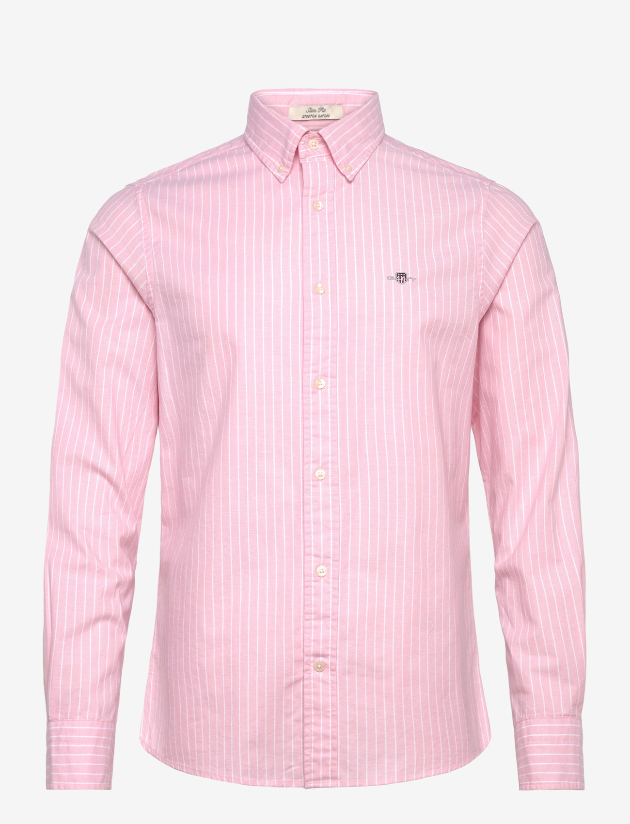 GANT - SLIM OXFORD STRETCH STRIPE SHIRT - stribede skjorter - washed pink - 0