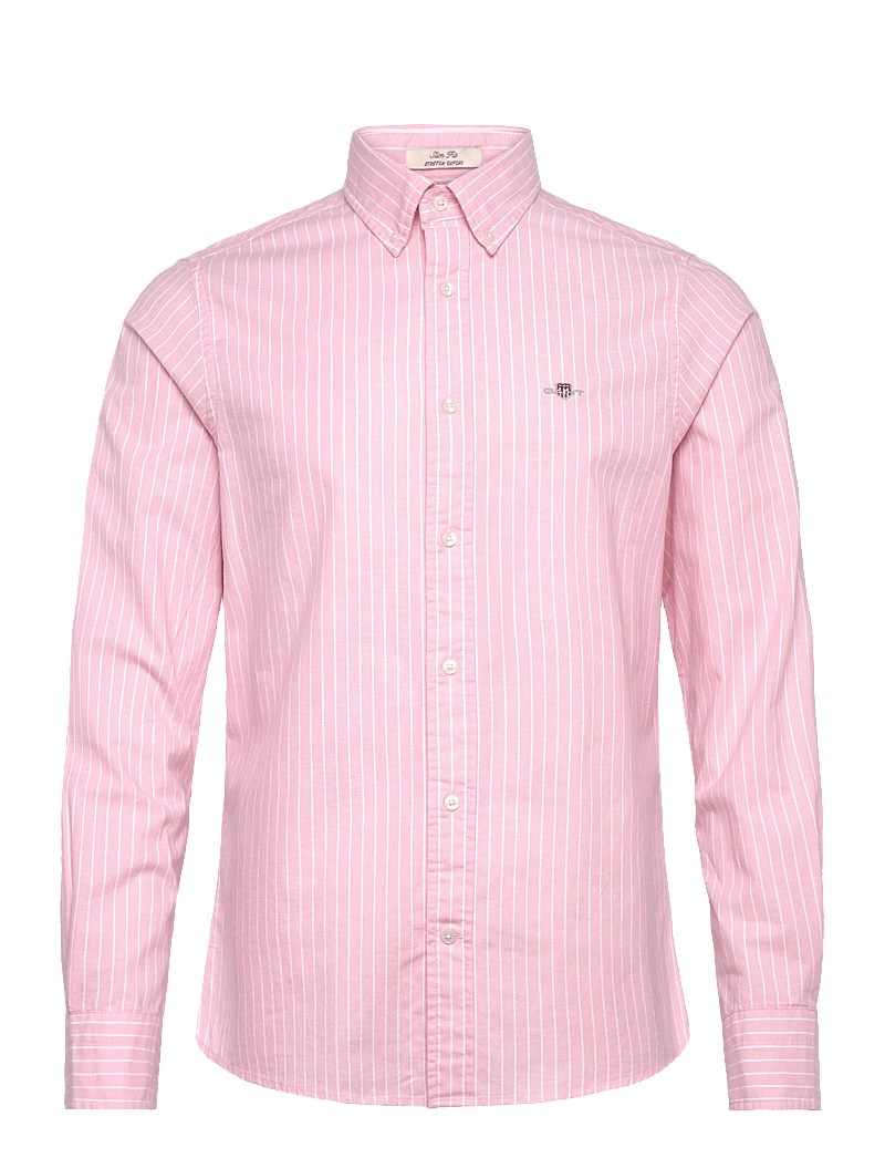 GANT - SLIM OXFORD STRETCH STRIPE SHIRT - stribede skjorter - washed pink - 0