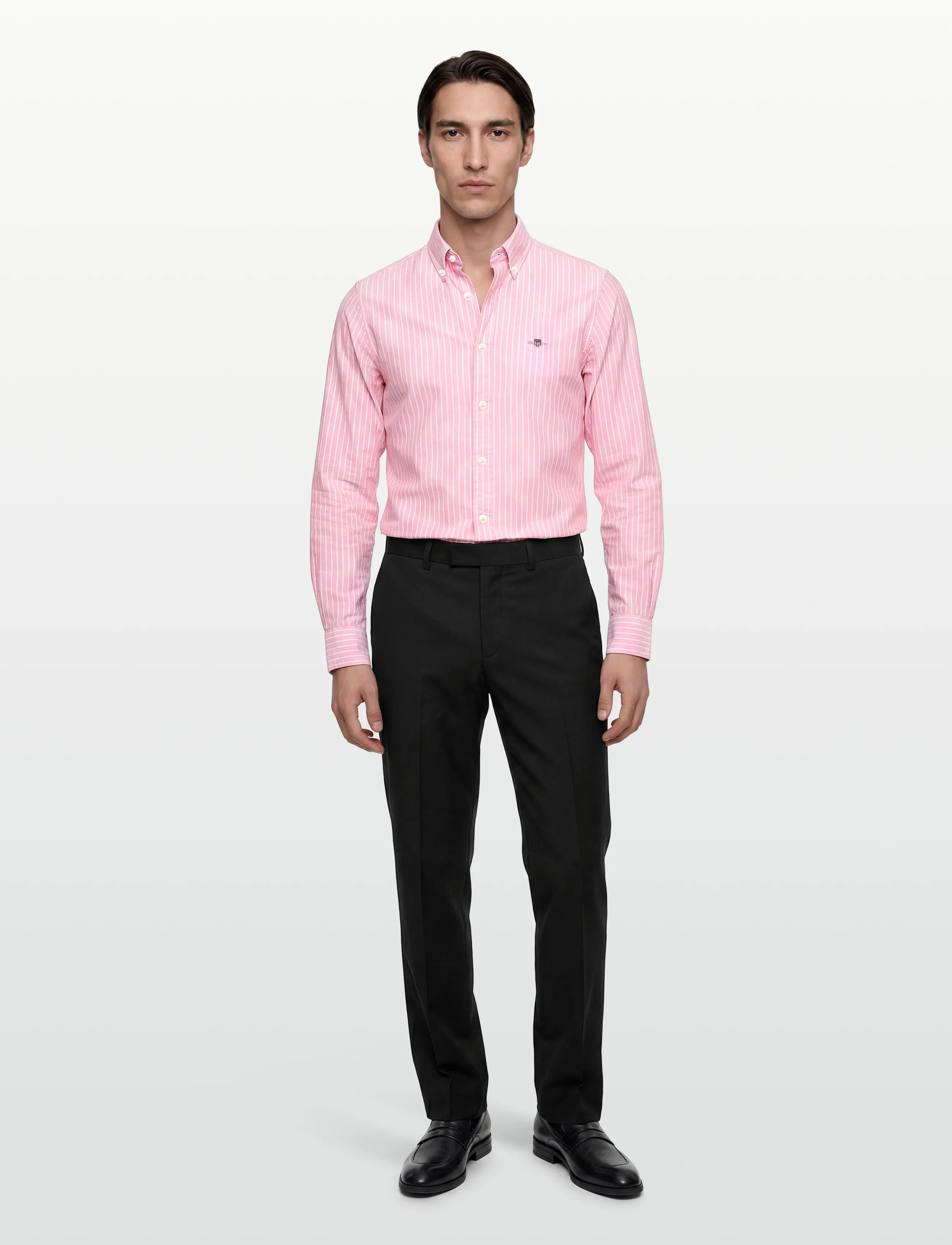 GANT SLIM OXFORD STRETCH STRIPE SHIRT - Oxford shirts - WASHED PINK / pink/rose