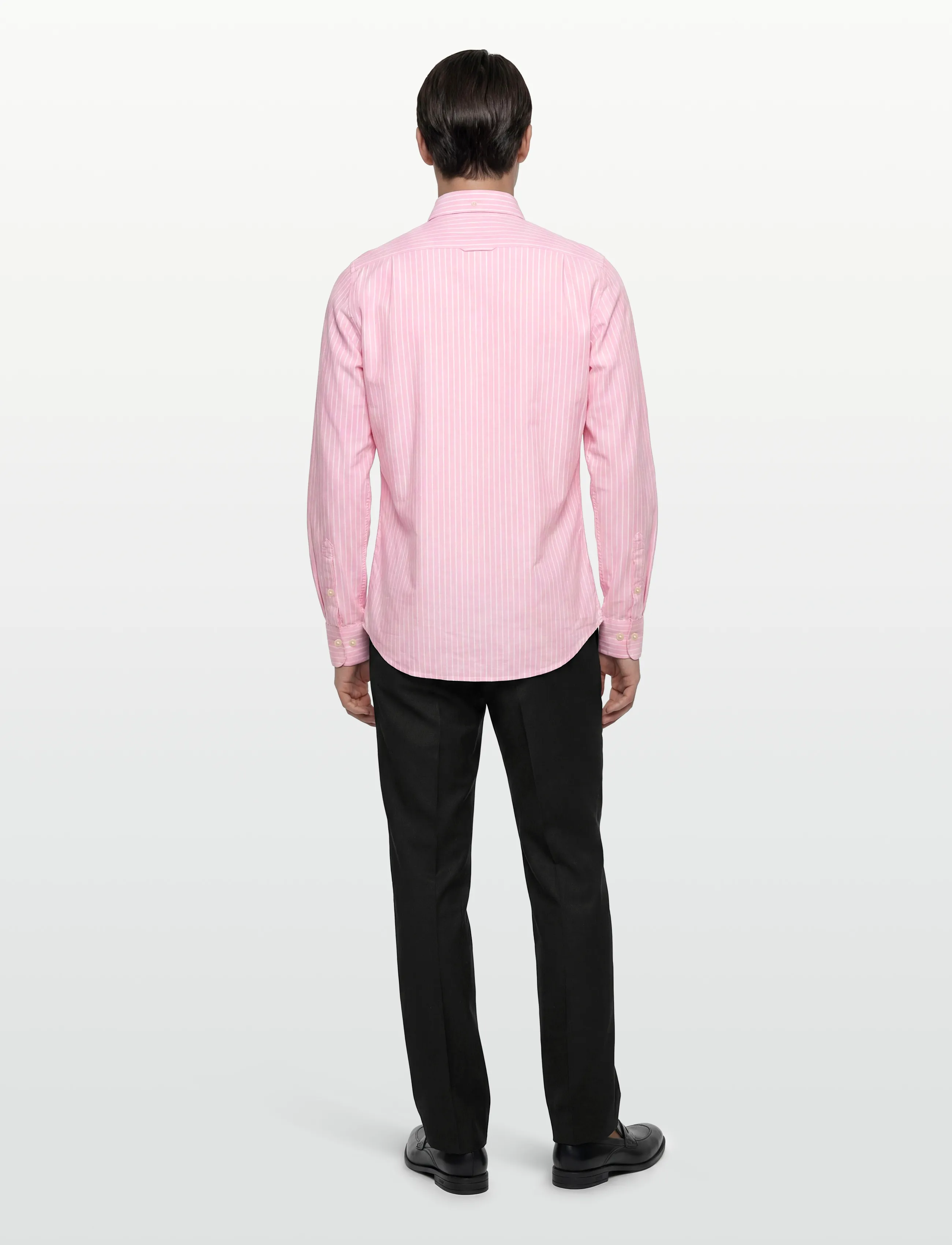 Gant - SLIM OXFORD STRETCH STRIPE SHIRT - randiga skjortor - washed pink - 4