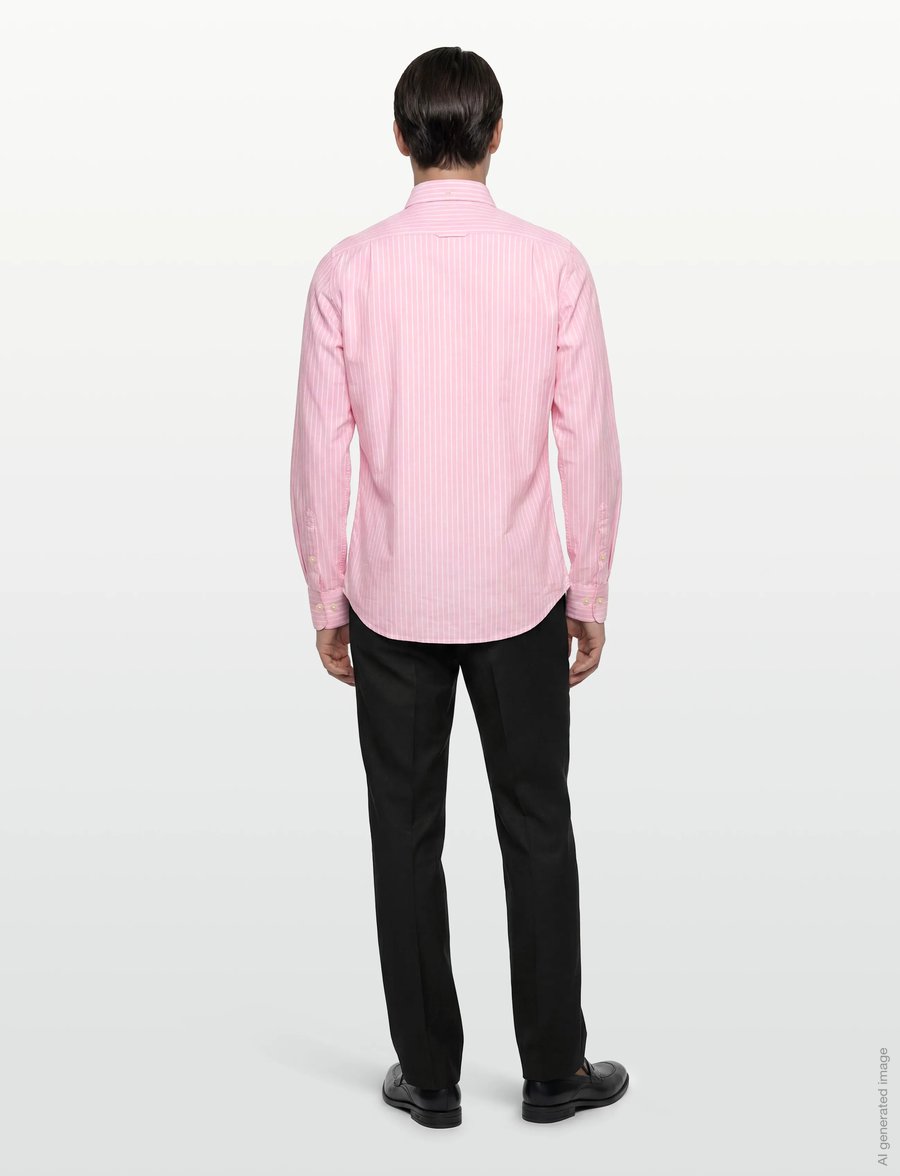 Gant - SLIM OXFORD STRETCH STRIPE SHIRT - randiga skjortor - washed pink - 4