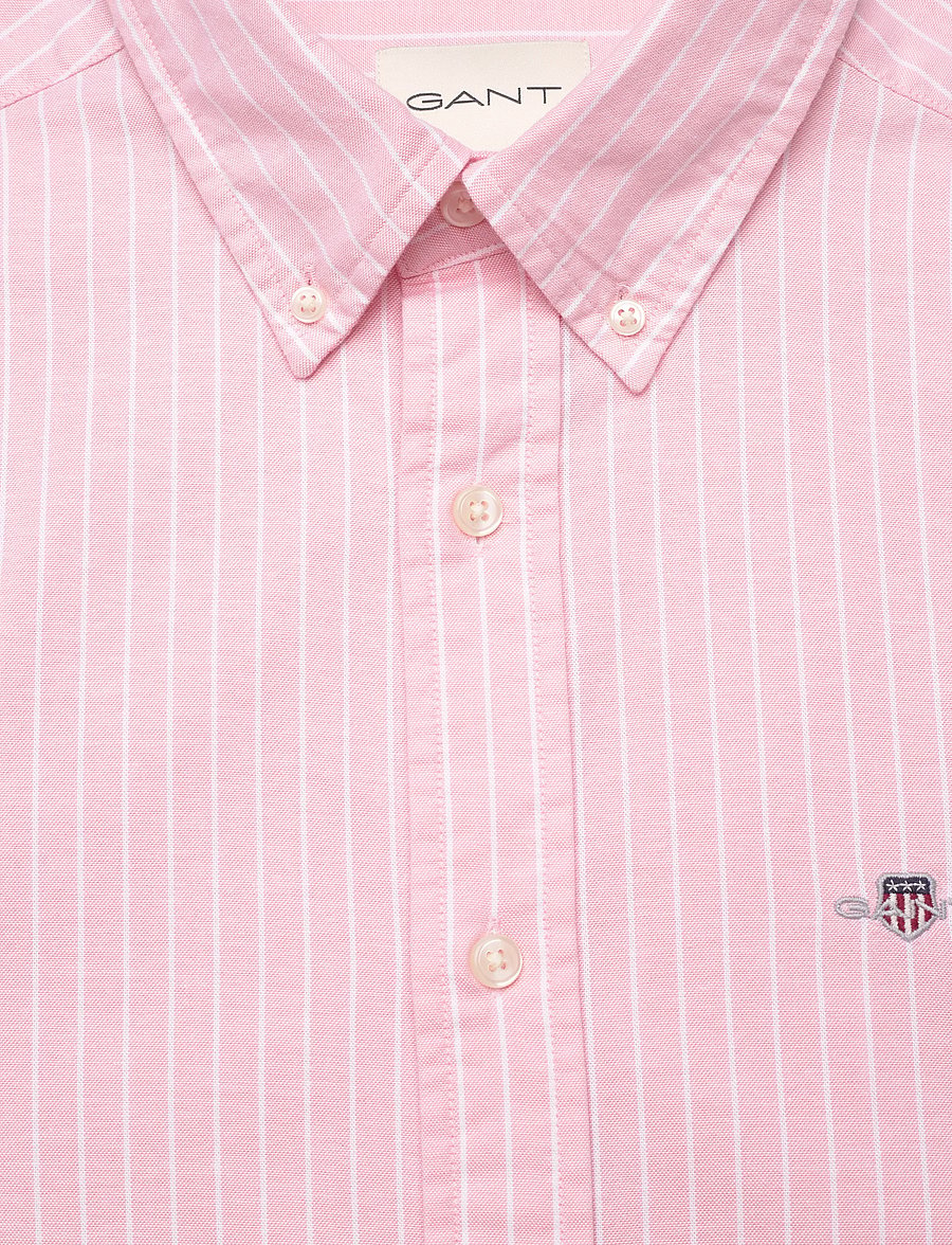 Gant - SLIM OXFORD STRETCH STRIPE SHIRT - randiga skjortor - washed pink - 5