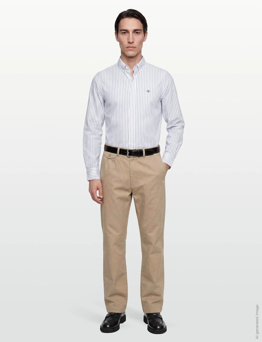 Gant - SLIM OXFORD STRETCH STRIPE SHIRT - chemises à rayures - white - 0