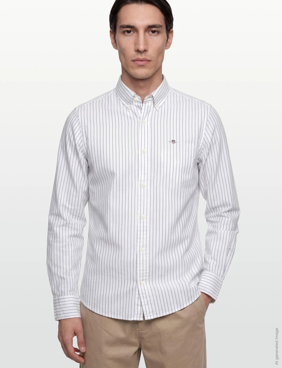 Gant - SLIM OXFORD STRETCH STRIPE SHIRT - chemises à rayures - white - 3