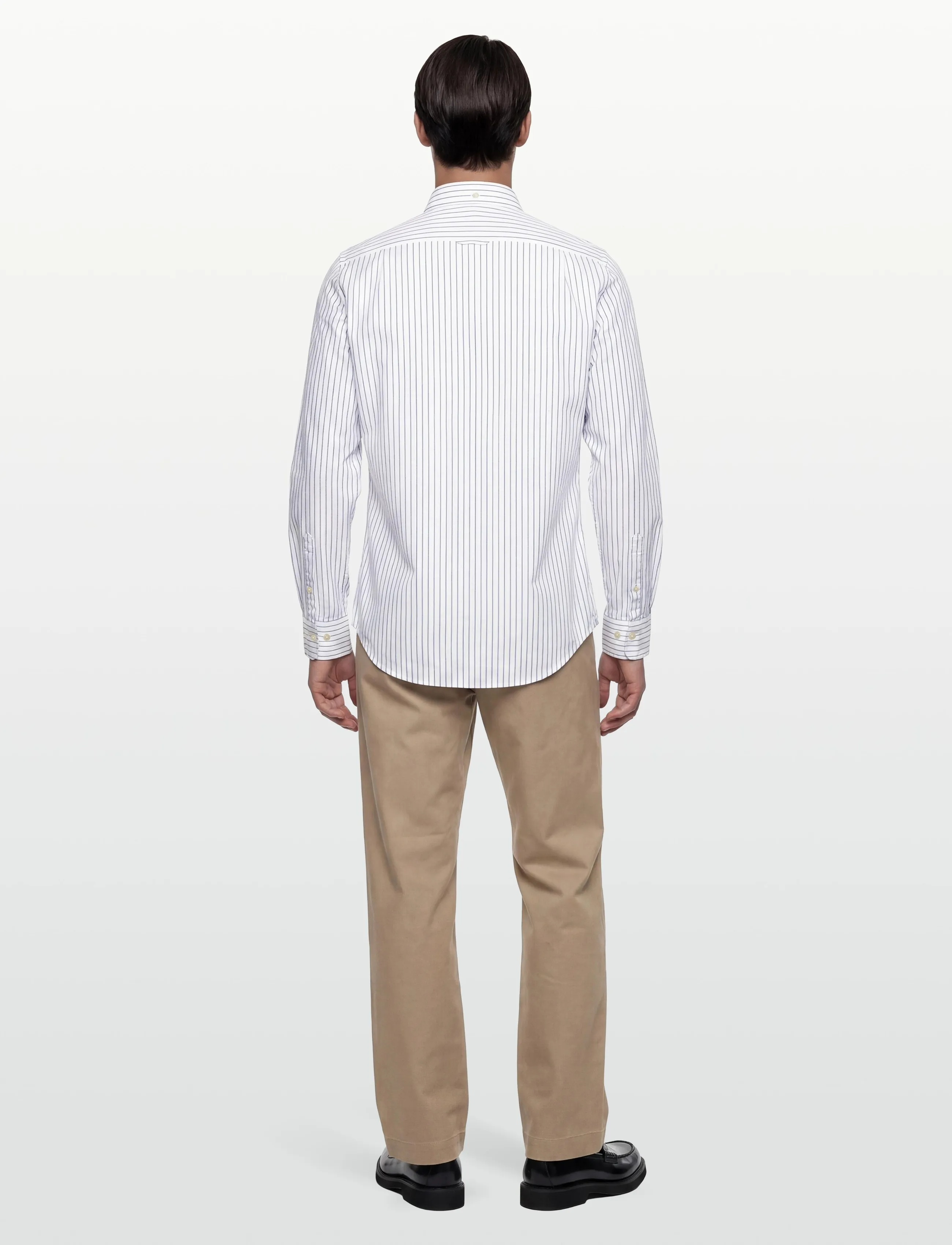 Gant - SLIM OXFORD STRETCH STRIPE SHIRT - stribede skjorter - white - 4