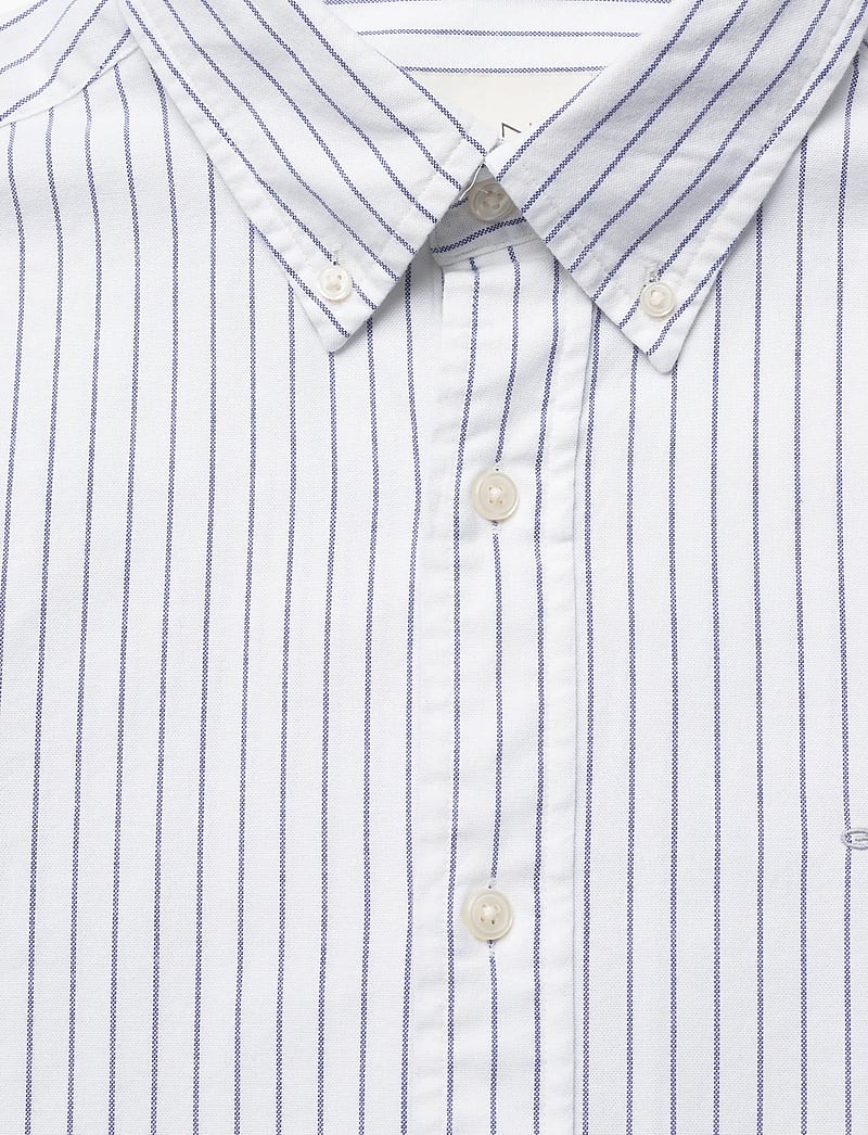 GANT - SLIM OXFORD STRETCH STRIPE SHIRT - randiga skjortor - white - 2