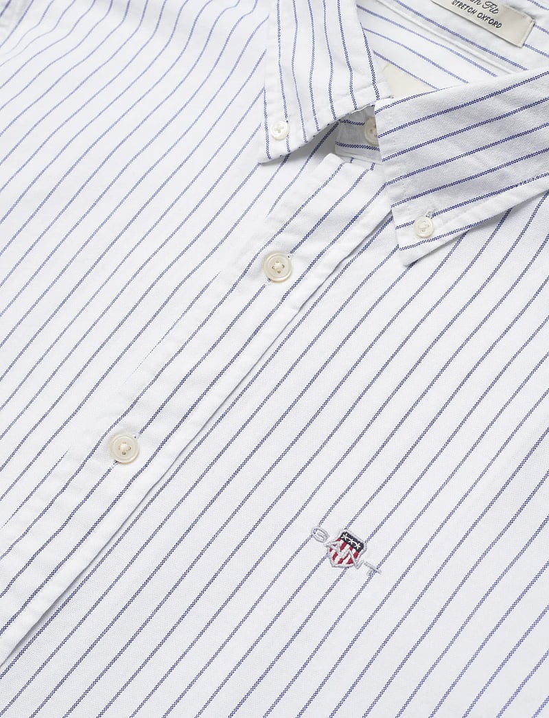 GANT - SLIM OXFORD STRETCH STRIPE SHIRT - randiga skjortor - white - 3