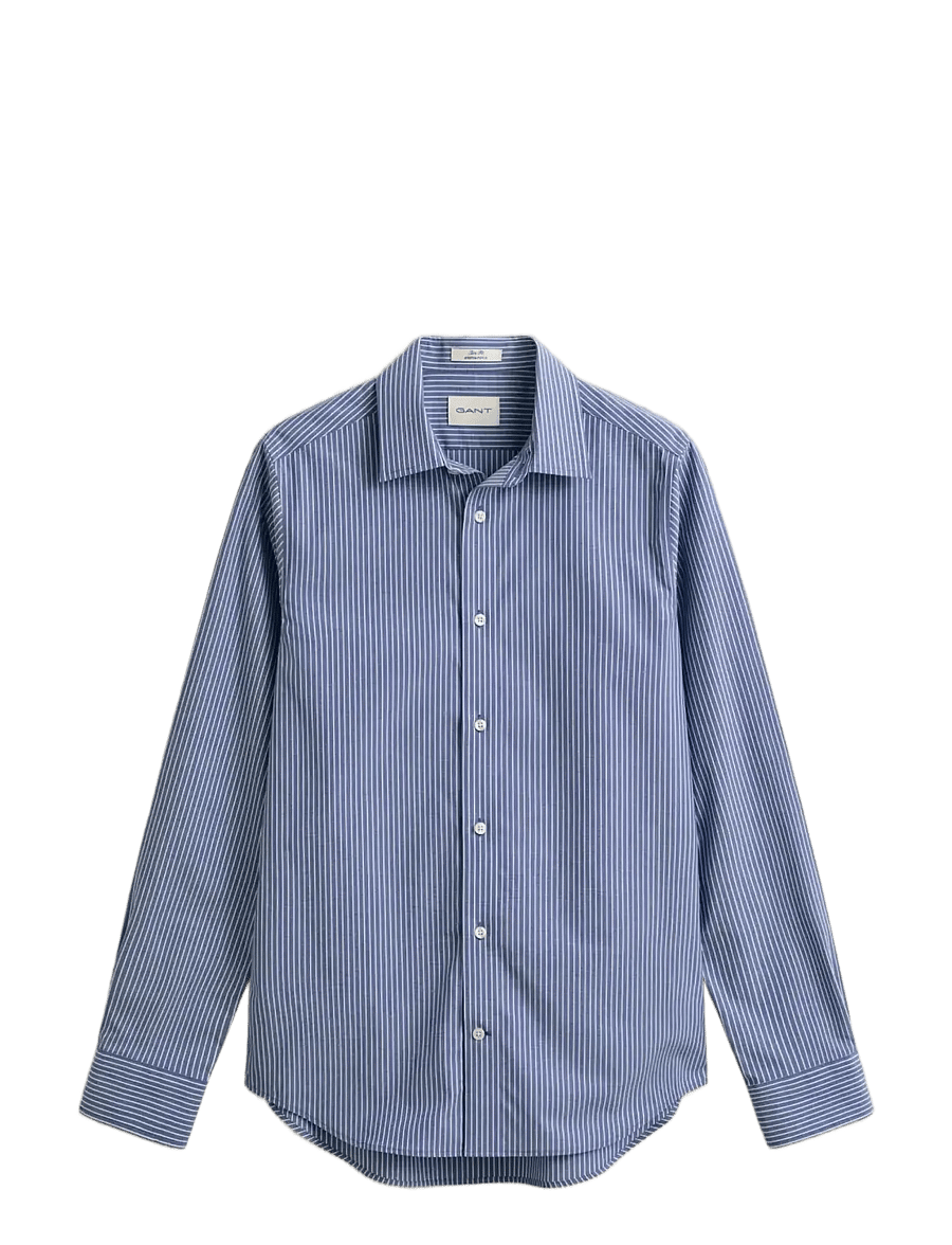 Gant - SLIM POPLIN STRETCH STRIPE SHIRT - stribede skjorter - college blue - 1