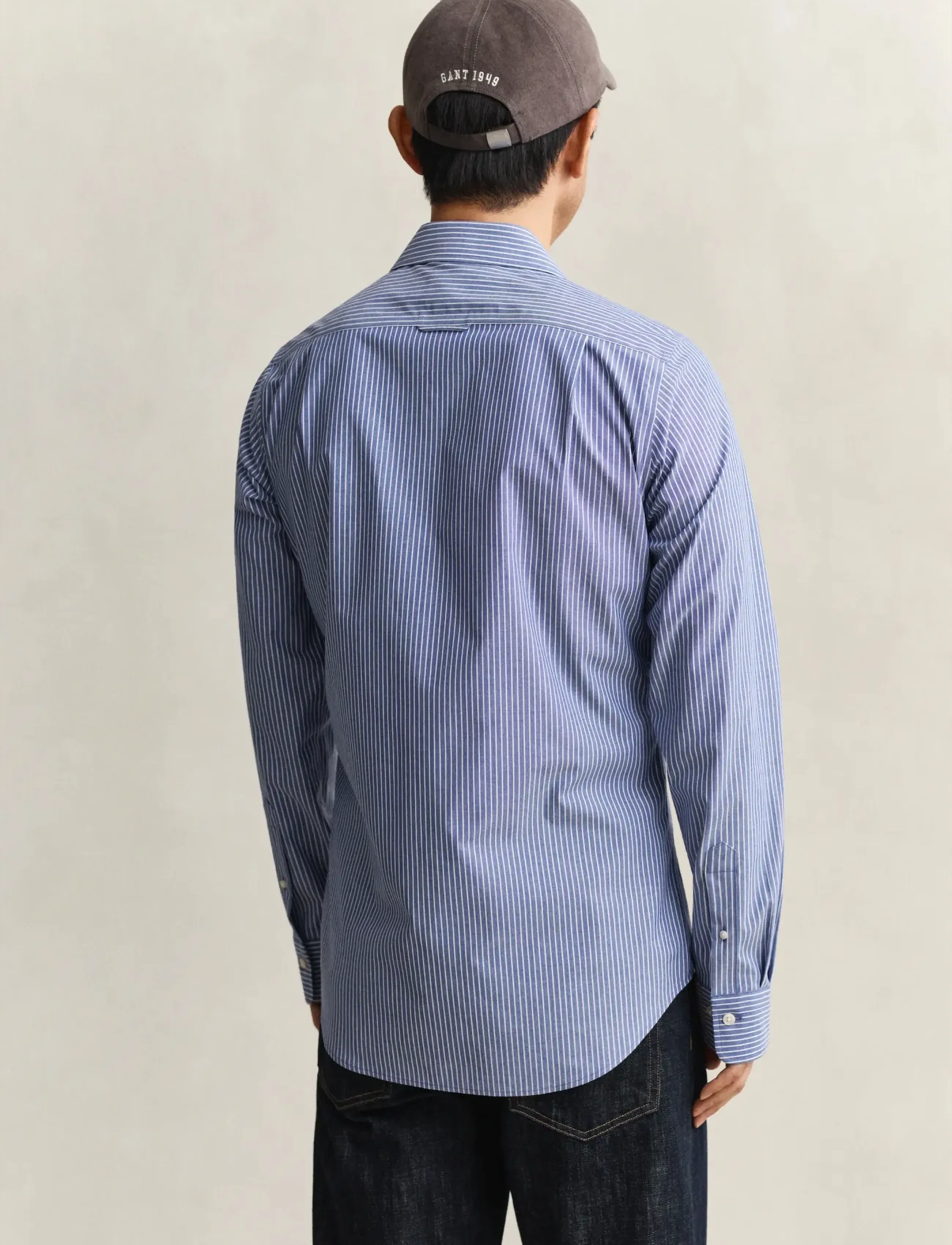 Gant - SLIM POPLIN STRETCH STRIPE SHIRT - stribede skjorter - college blue - 2