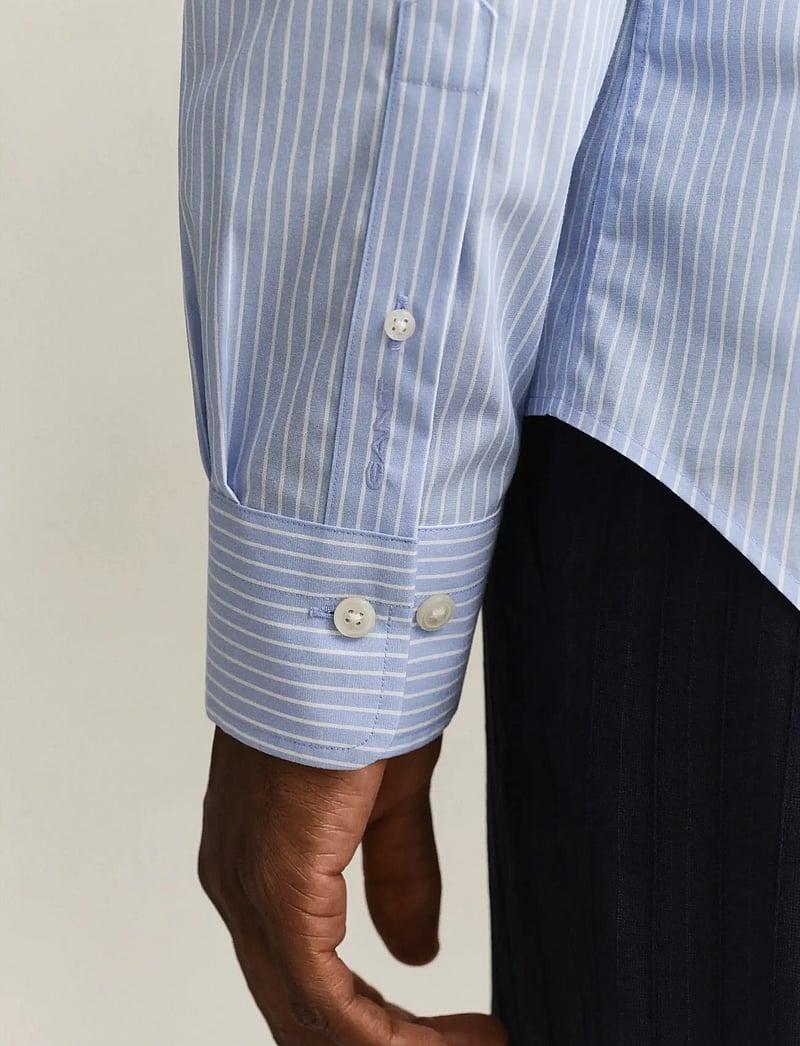 GANT - SLIM POPLIN STRETCH STRIPE SHIRT - striped shirts - lavender blue - 3