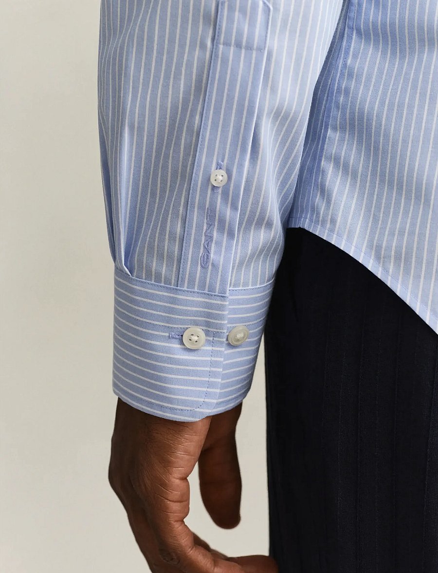 Gant - SLIM POPLIN STRETCH STRIPE SHIRT - stribede skjorter - lavender blue - 3