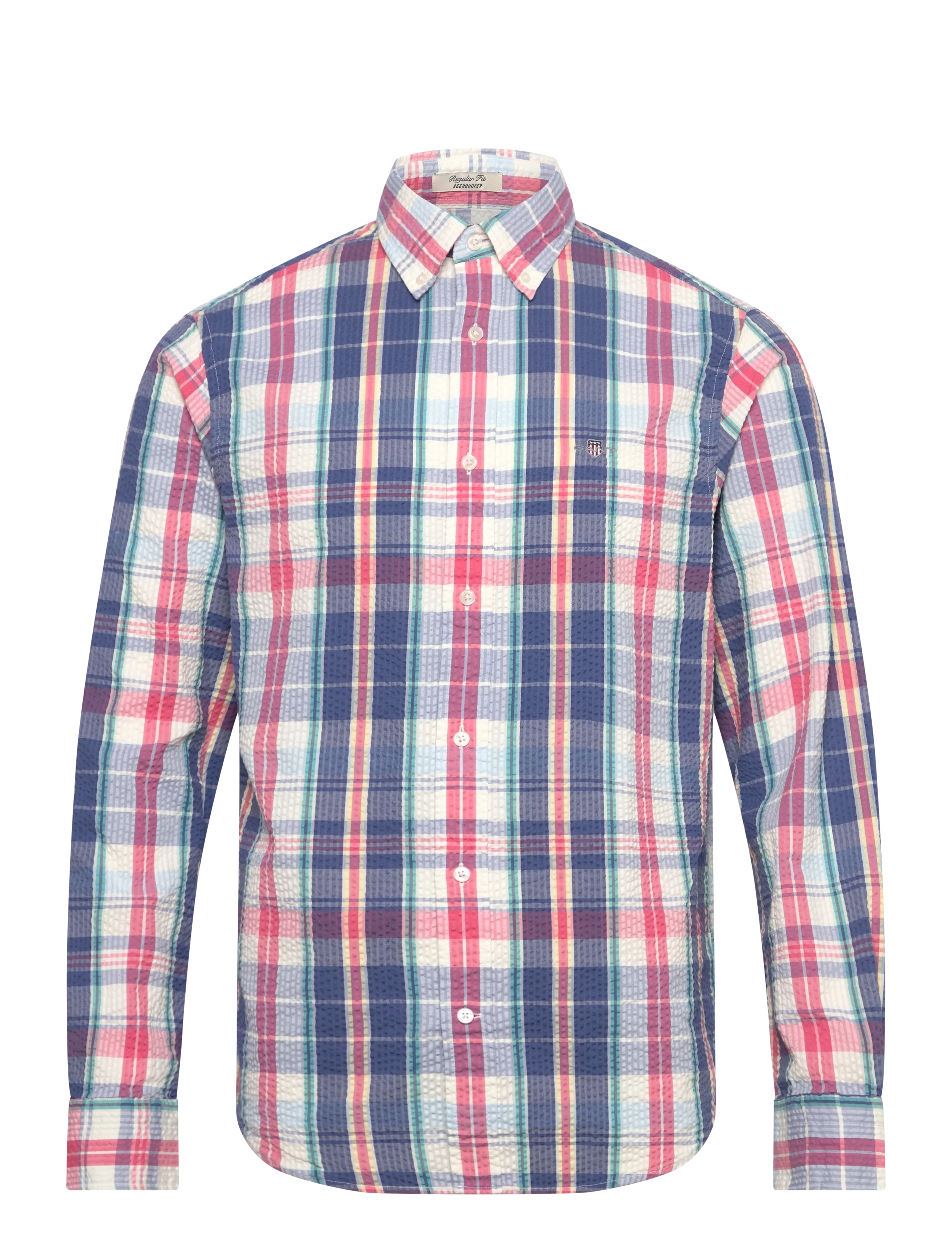 GANT Reg Seersucker Madras Shirt Patterned - S - Herren
