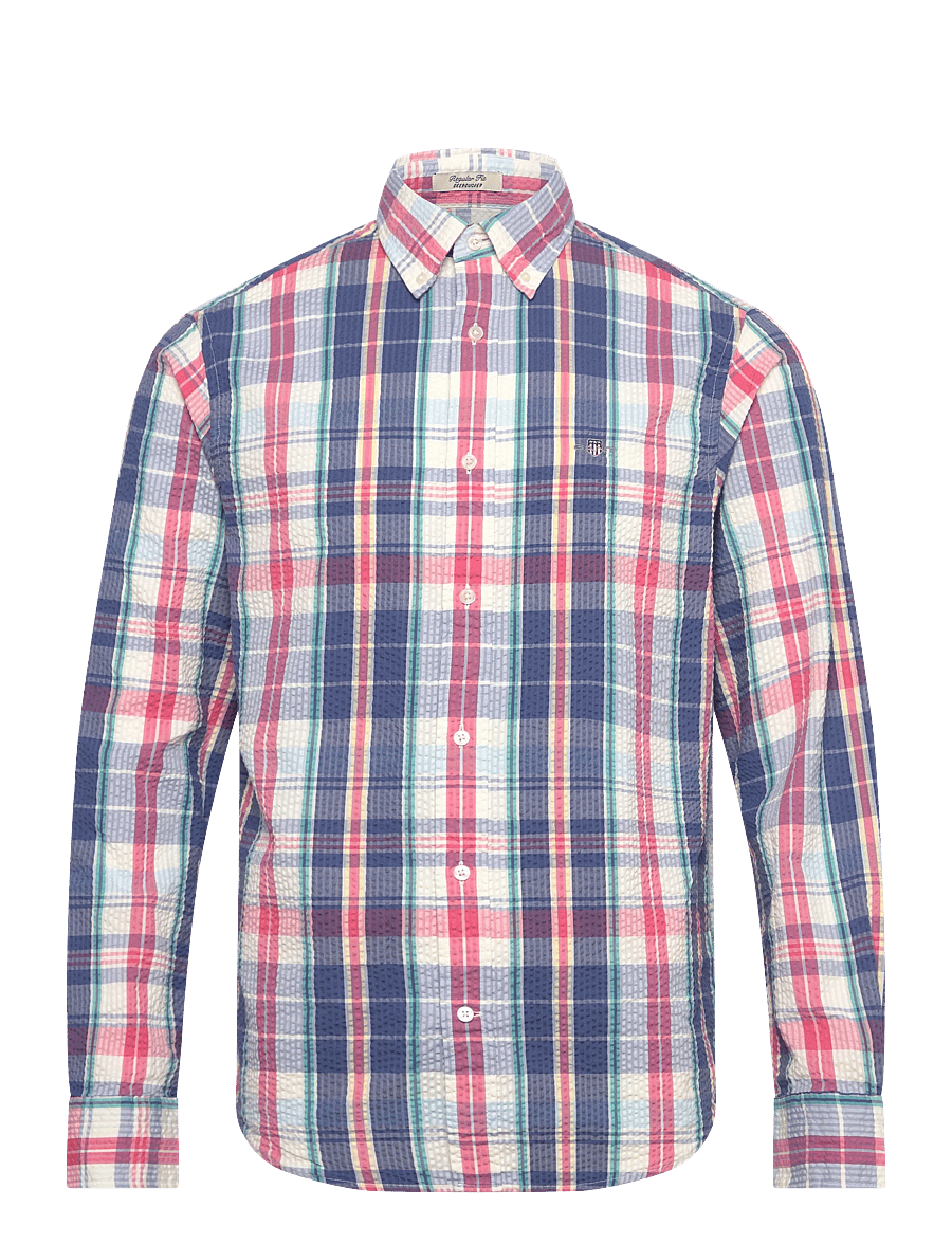 Gant - REG SEERSUCKER MADRAS SHIRT - casual hemden - vintage blue - 1