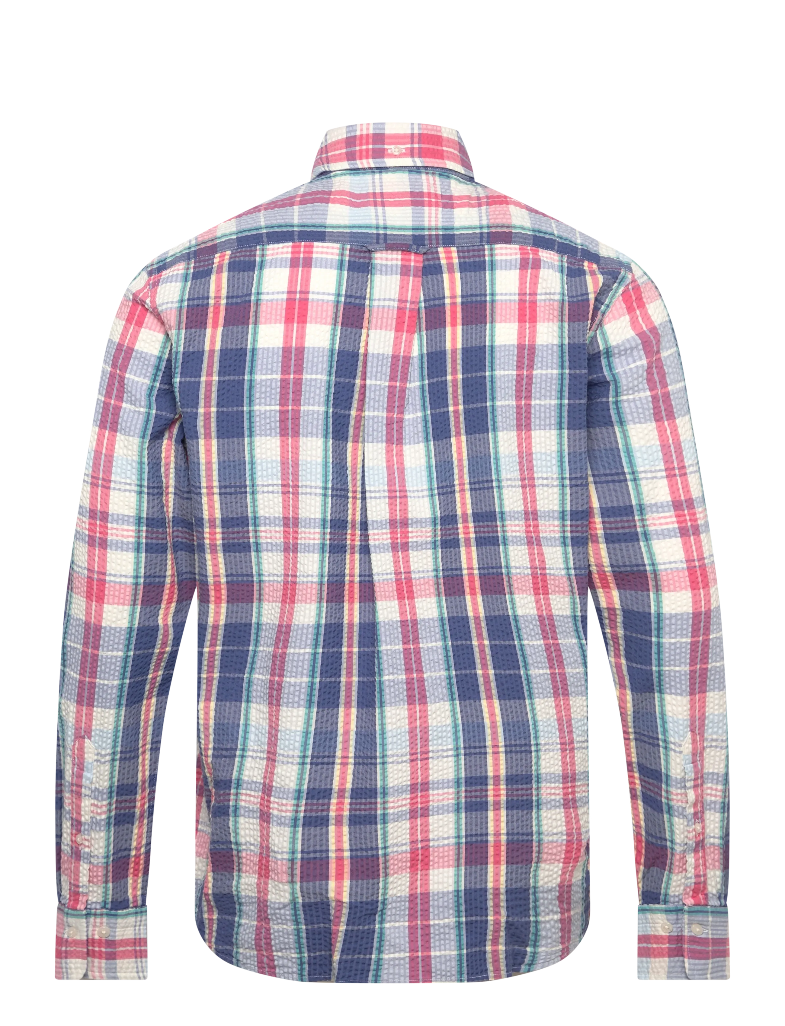 Gant - REG SEERSUCKER MADRAS SHIRT - ternede skjorter - vintage blue - 2
