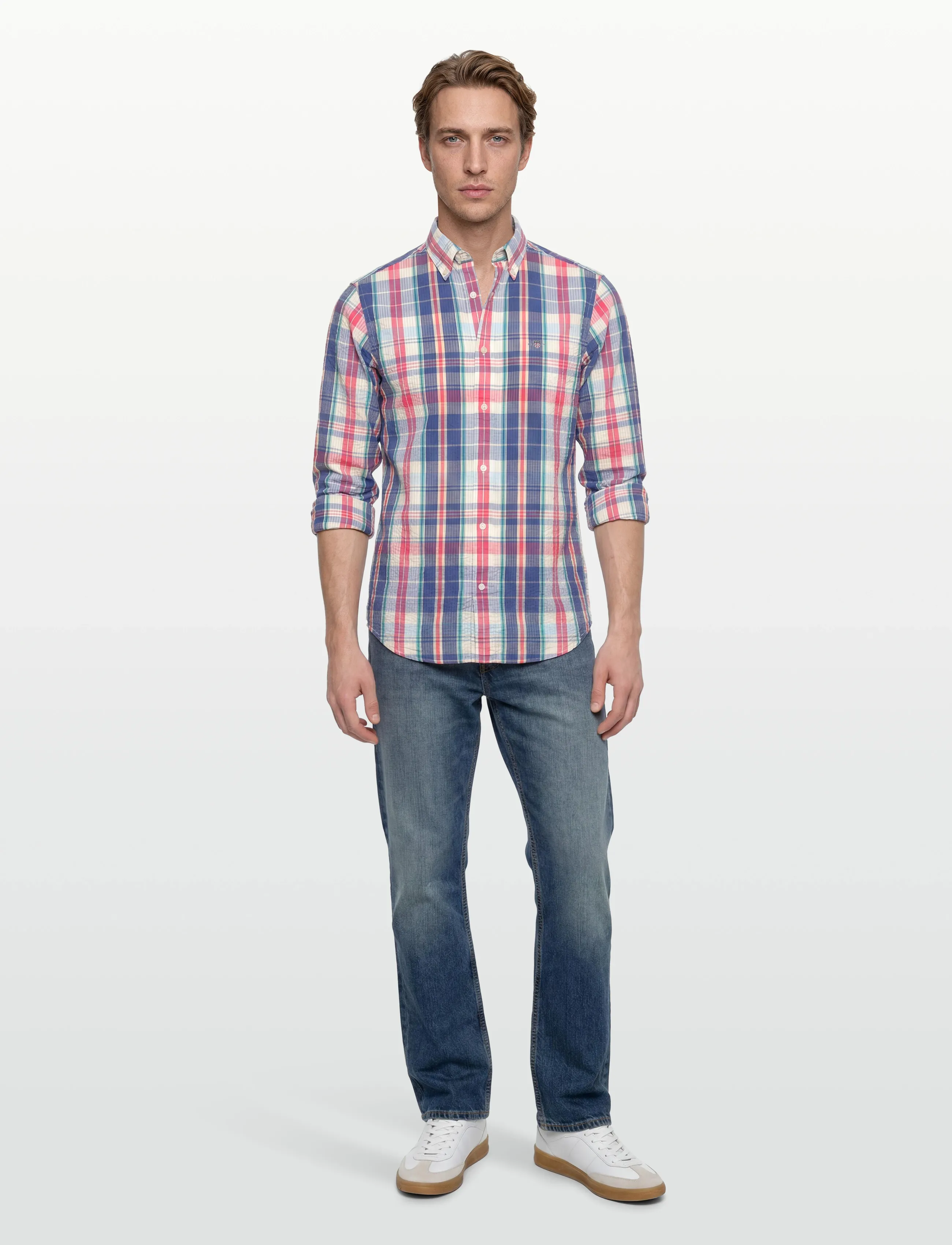 Gant Reg Seersucker Madras Shirt, Mænd, Seersucker Madras Skjorte, Multi/mønstret, Str: XXL