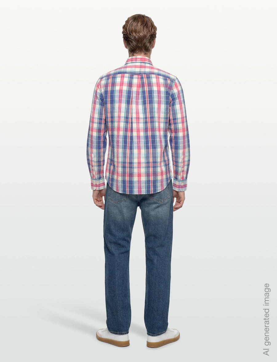 Gant - REG SEERSUCKER MADRAS SHIRT - casual hemden - vintage blue - 4