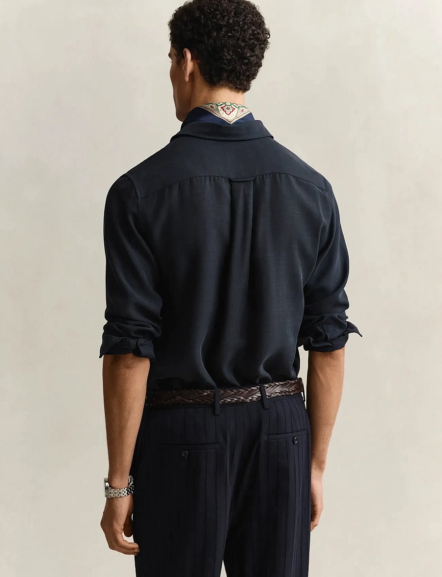 Gant - REG LYOCELL SHIRT - casual skjortor - evening blue - 2