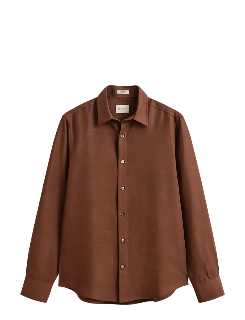 Gant - REG LYOCELL SHIRT - casual skjorter - mahogany brown - 1