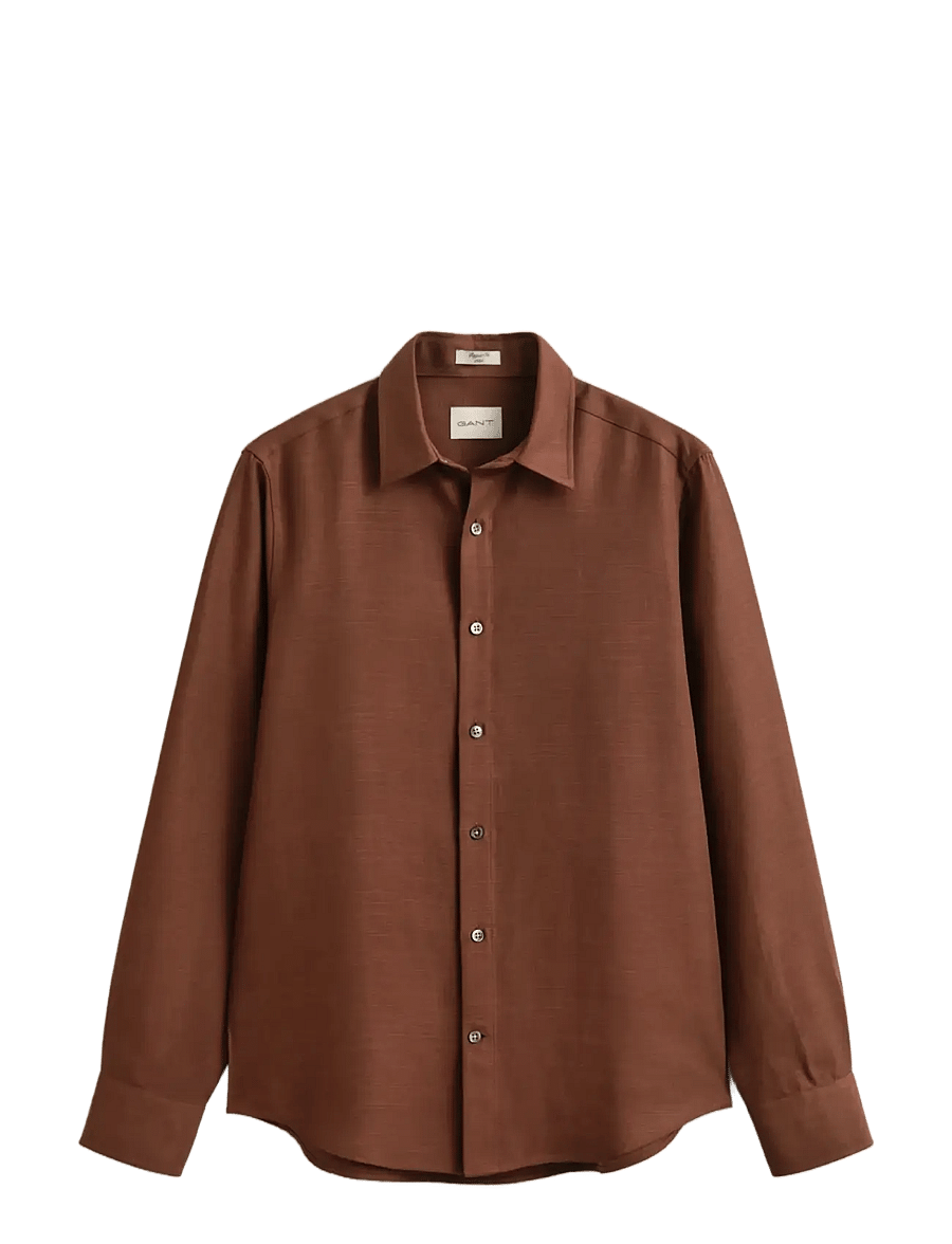 Gant - REG LYOCELL SHIRT - casual skjortor - mahogany brown - 1